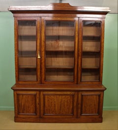 Fine Quality Victorian Figured Mahogany Library Bookcase