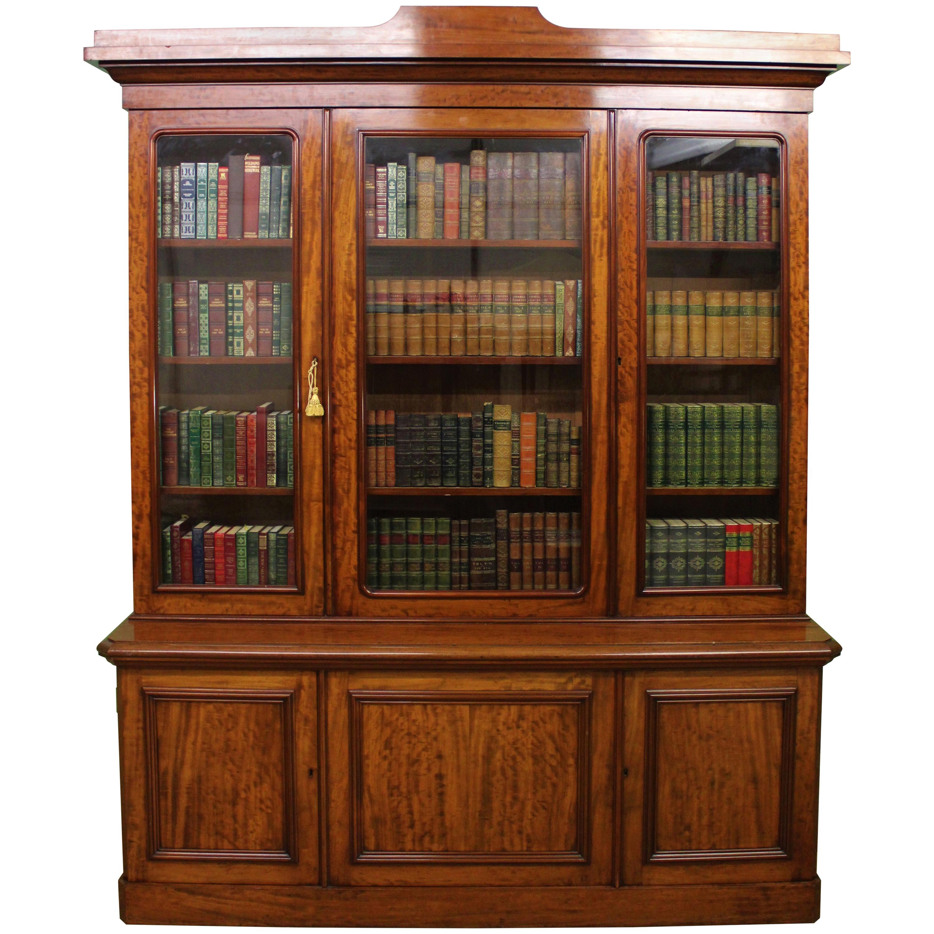 Fine Quality Victorian Figured Mahogany Library Bookcase For Sale
