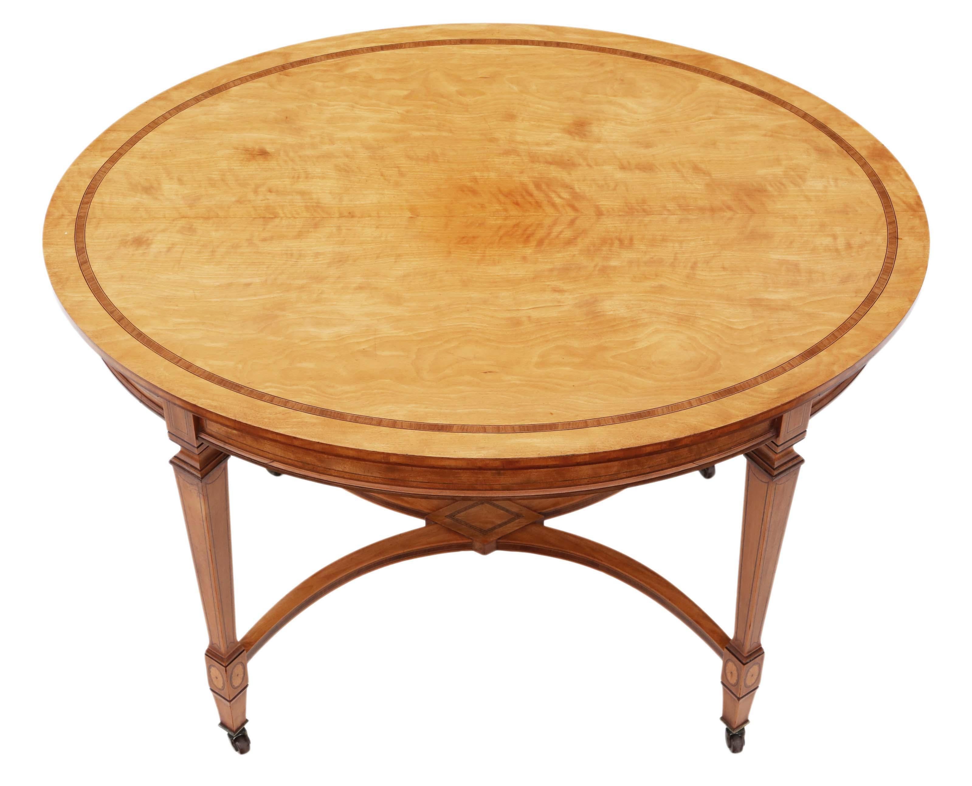 Fine Quality Victorian Inlaid Satinwood Centre Table from circa 1880-1900, Antiq For Sale 3
