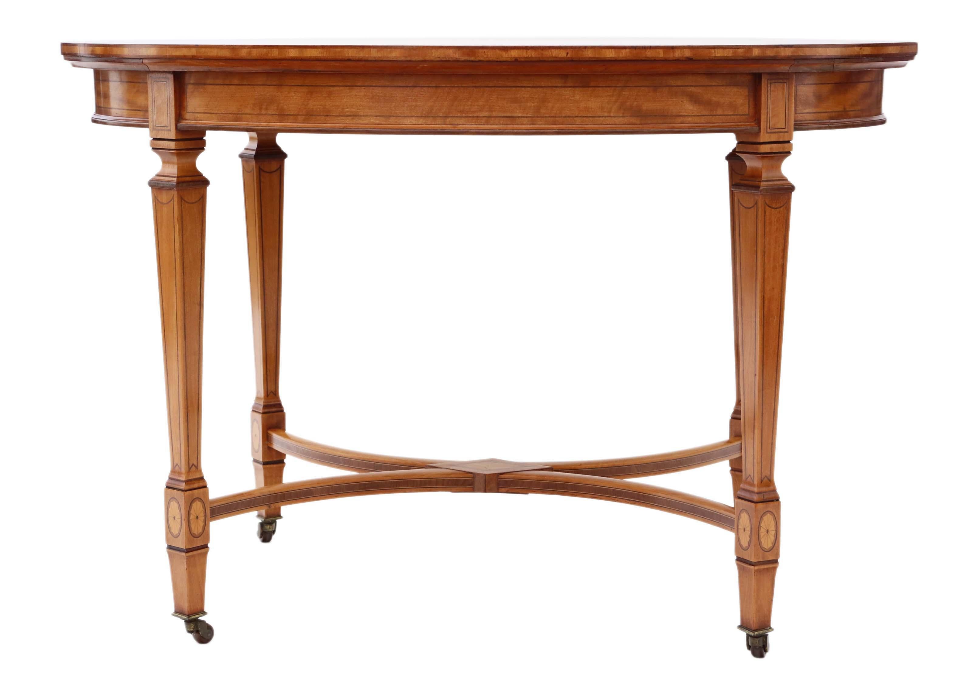Fine Quality Victorian Inlaid Satinwood Centre Table from circa 1880-1900, Antiq For Sale 5