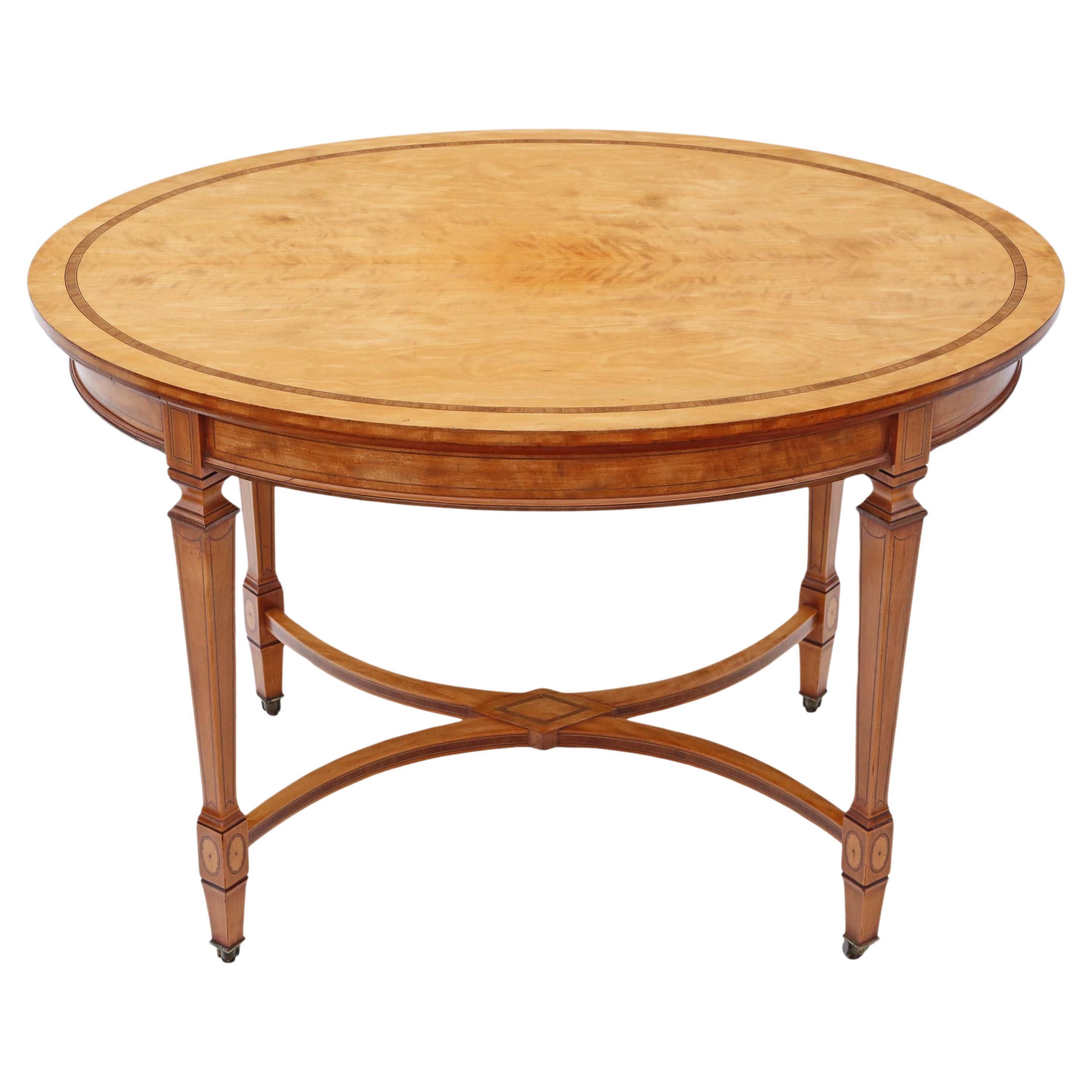 Hochwertiger viktorianischer Tisch mit Intarsien aus Satinholz von ca. 1880-1900, antik