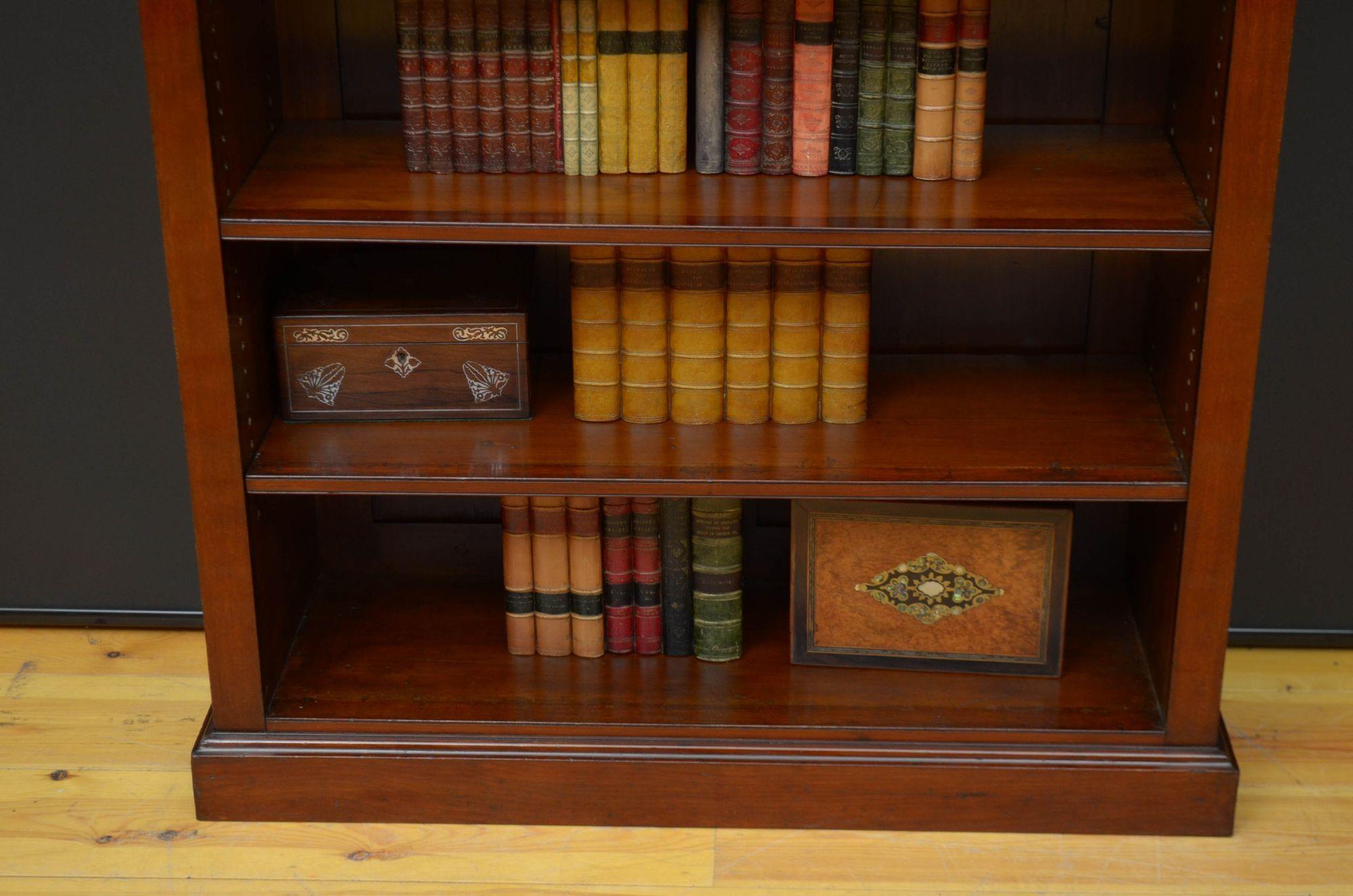 Fine Quality Victorian Mahogany Open Bookcase For Sale 9