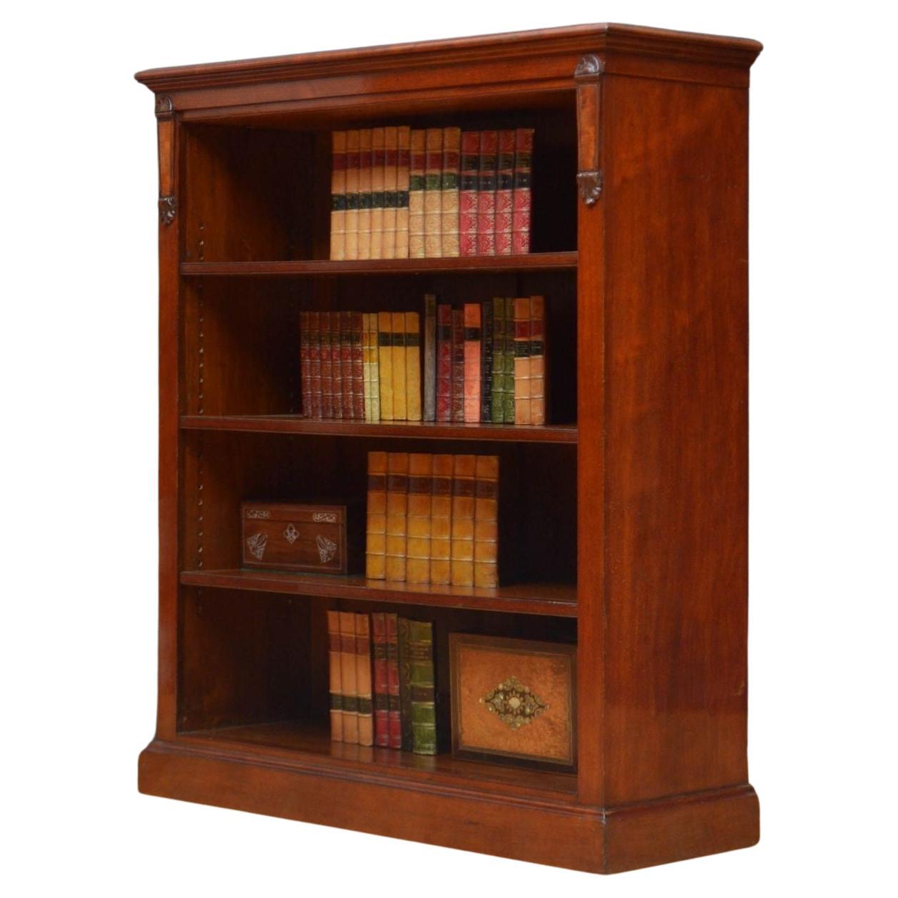 Fine Quality Victorian Mahogany Open Bookcase For Sale