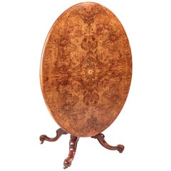 Fine Quality Victorian Oval Burr Walnut Inlaid Centre Table
