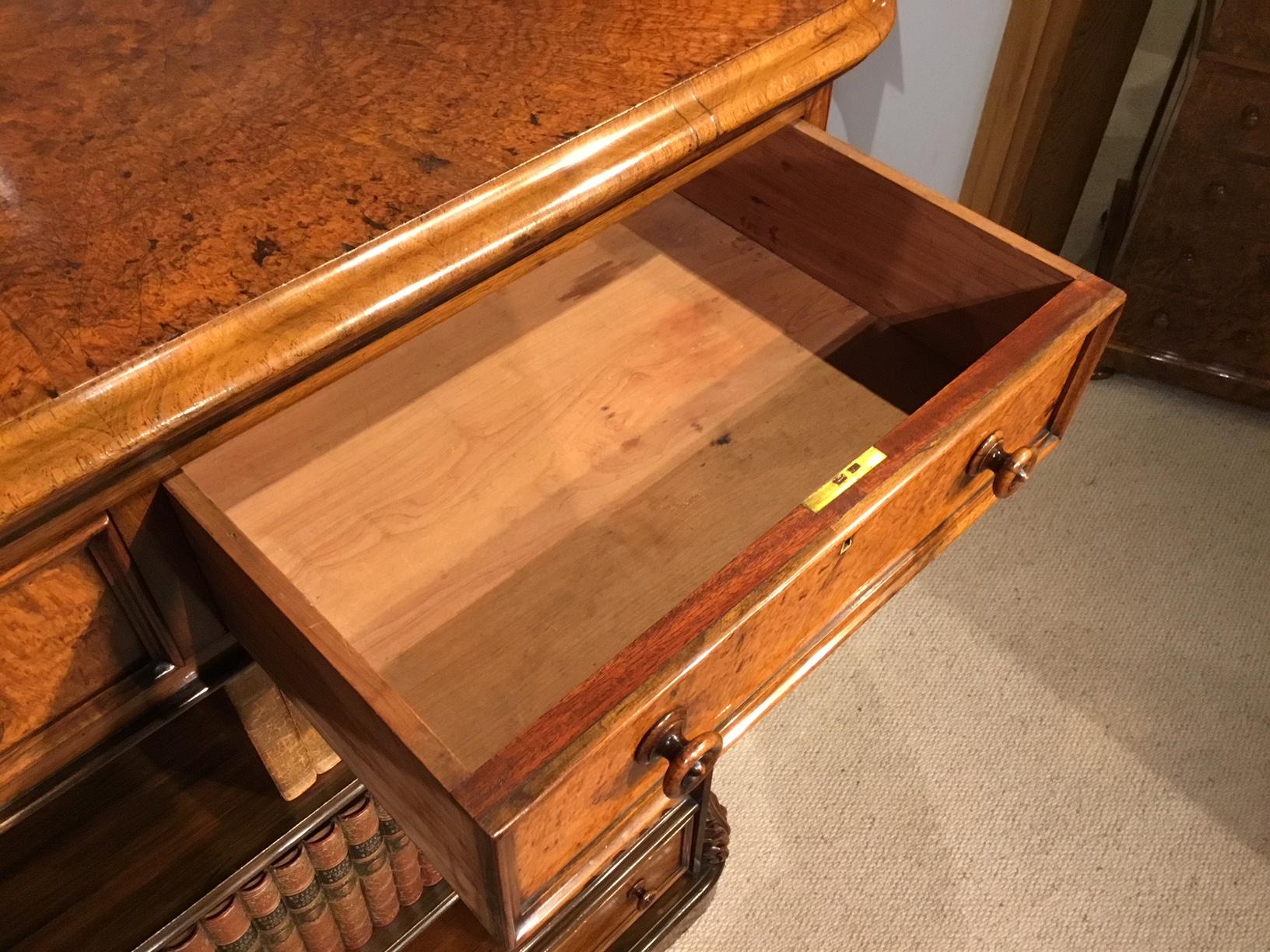 Fine Quality Victorian Period Burr Walnut Open Bookcase 5