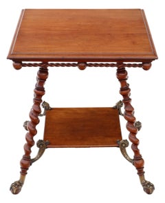 Hochwertiger viktorianischer Tisch aus rotem Nussbaum und Messing von ca. 1880-1900, A