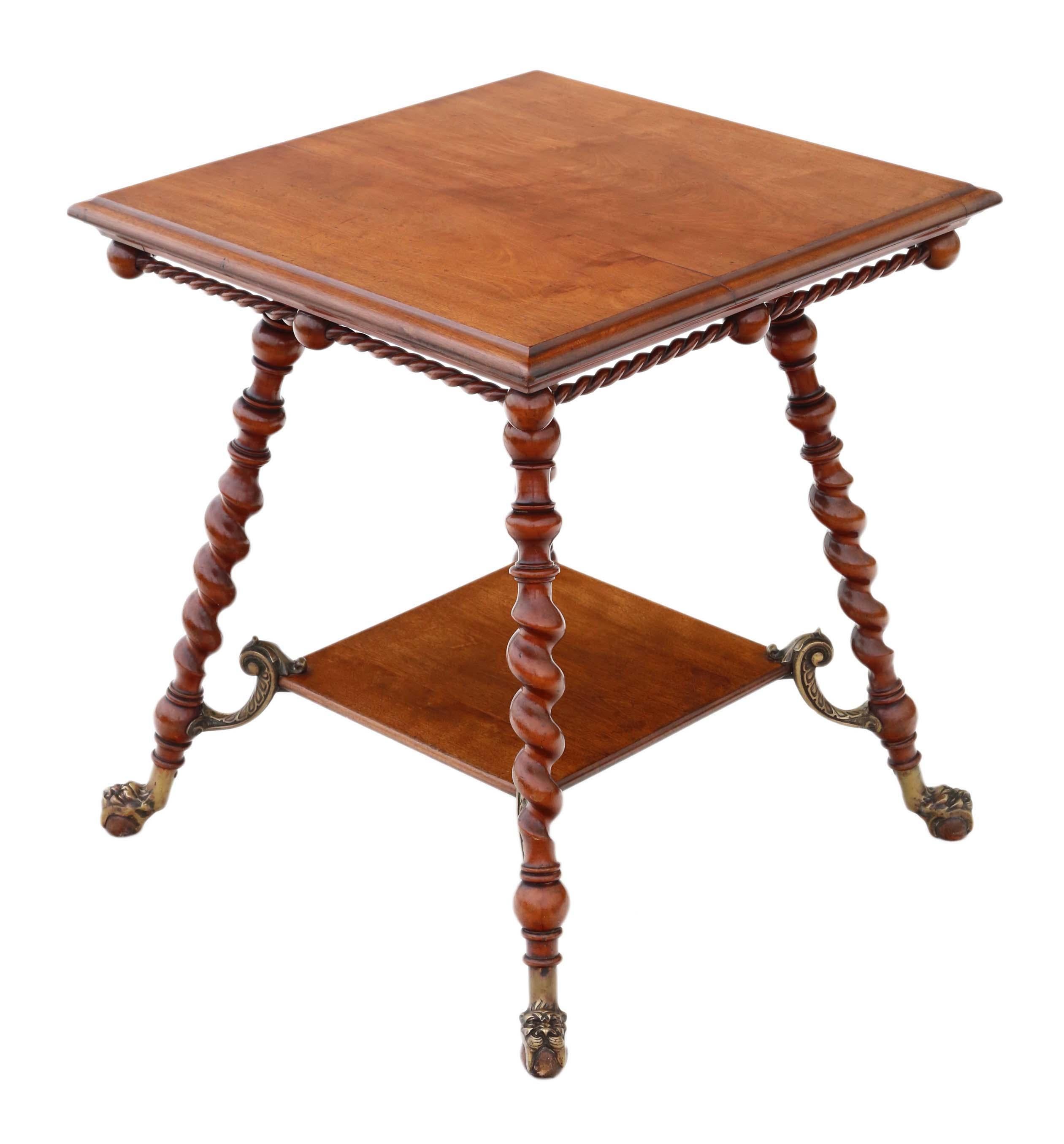 Hochwertiger viktorianischer Tisch aus rotem Nussbaum und Messing von ca. 1880-1900, A (Spätes 19. Jahrhundert) im Angebot