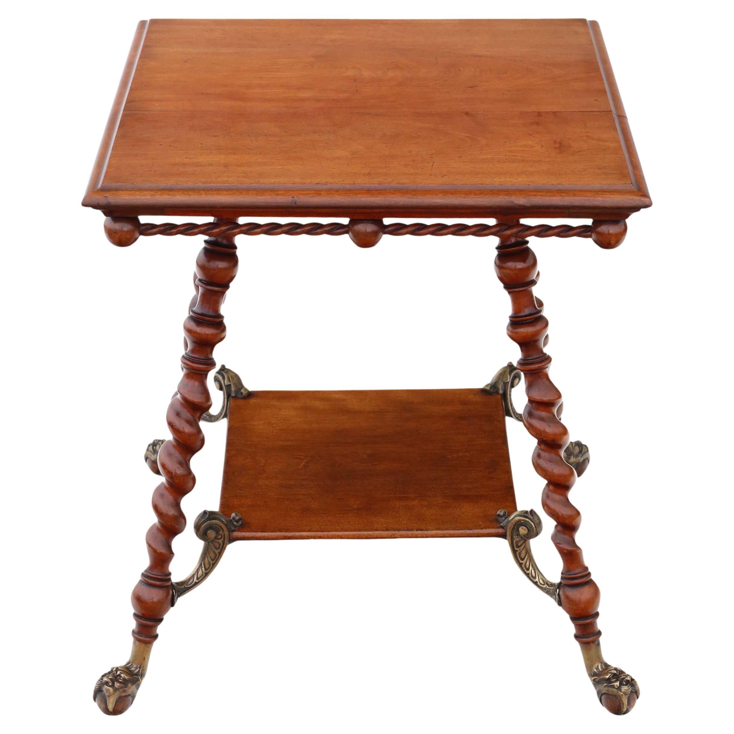 Hochwertiger viktorianischer Tisch aus rotem Nussbaum und Messing von ca. 1880-1900, A im Angebot