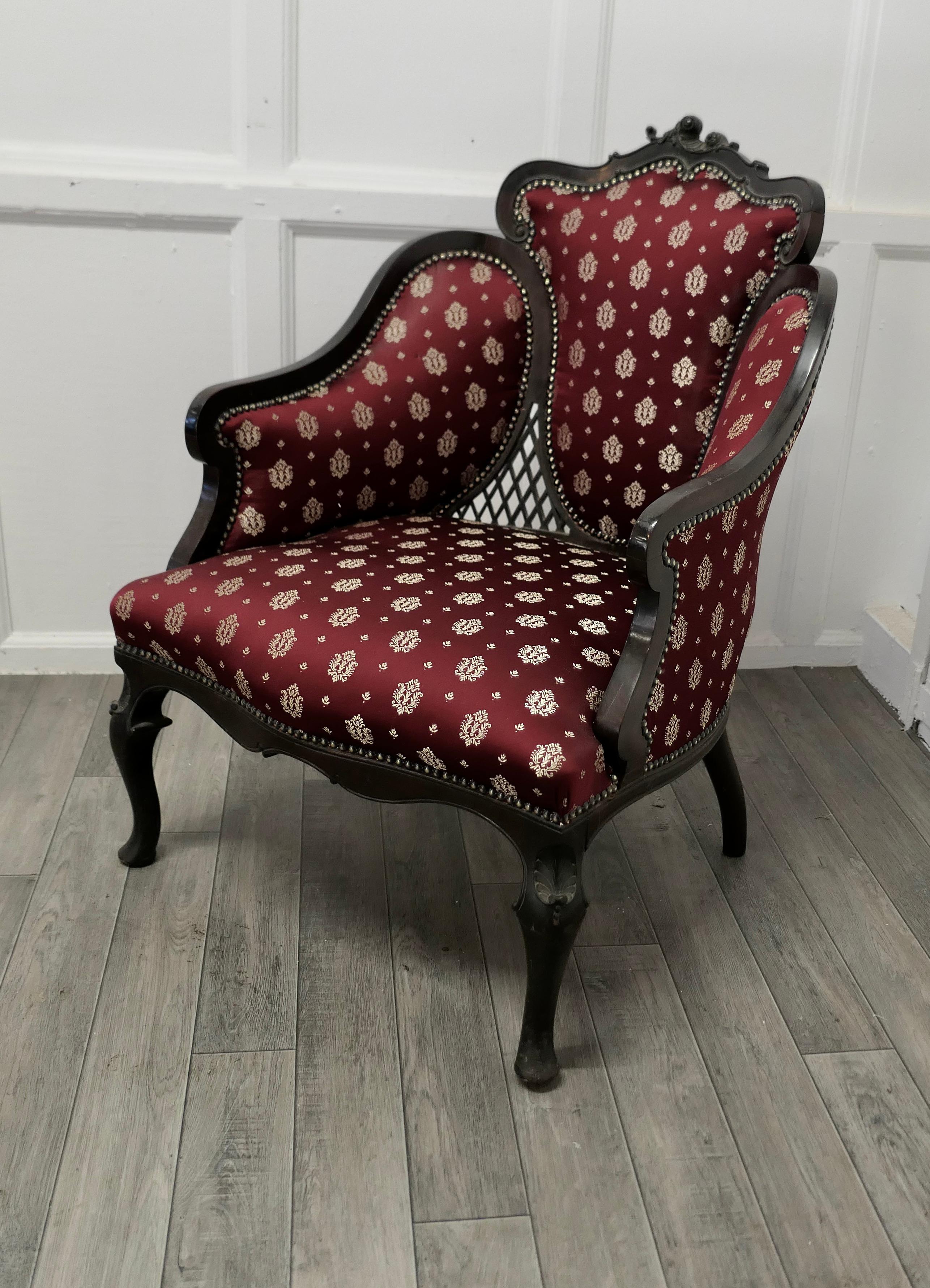 Fine Quality Victorian Salon Chair, Upholstered in Regency Silk Fabric    In Good Condition For Sale In Chillerton, Isle of Wight