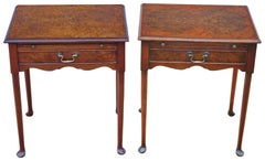 Fine Quality Vintage Mid-Century Pair of Burr Walnut Bedside Tables / Nightstand