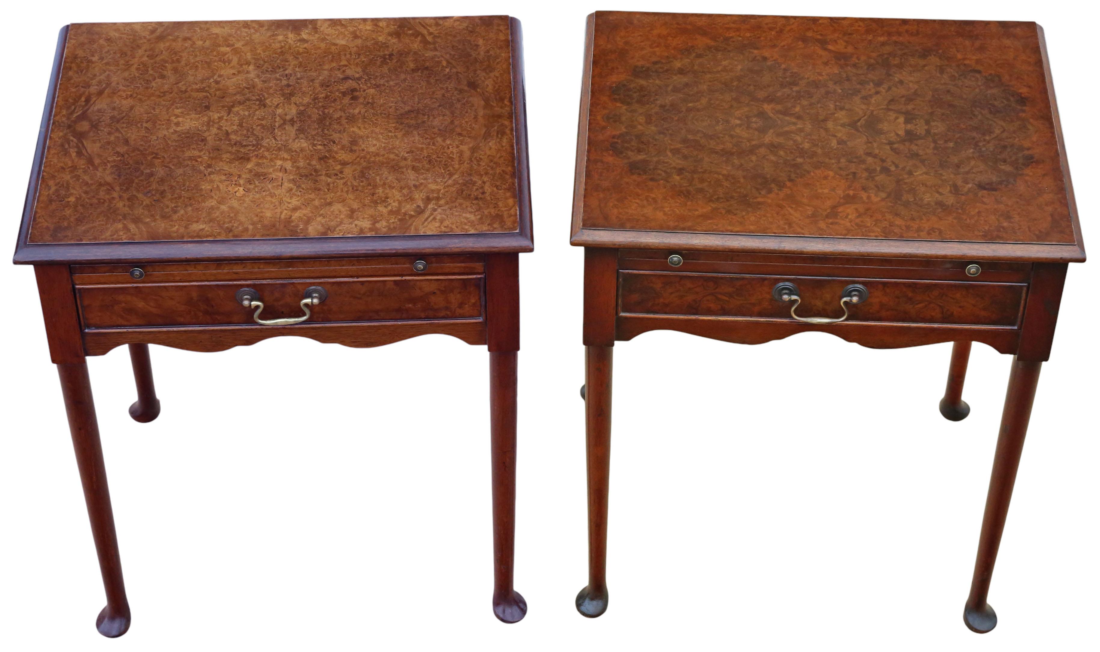 Britannico Coppia di comodini in radica di noce di metà secolo di qualità pregiata in vendita