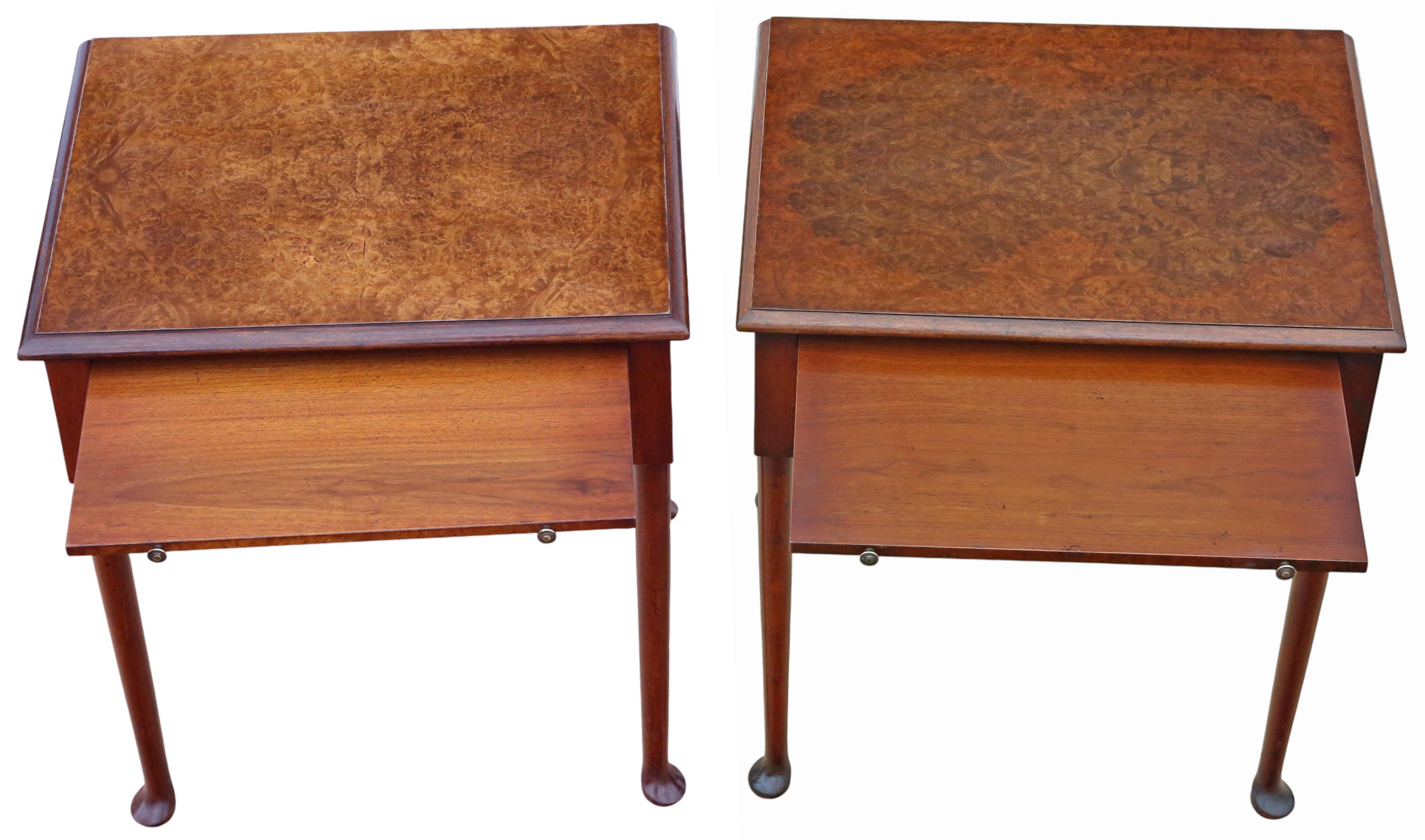 Coppia di comodini in radica di noce di metà secolo di qualità pregiata In condizioni buone in vendita a Wisbech, Cambridgeshire