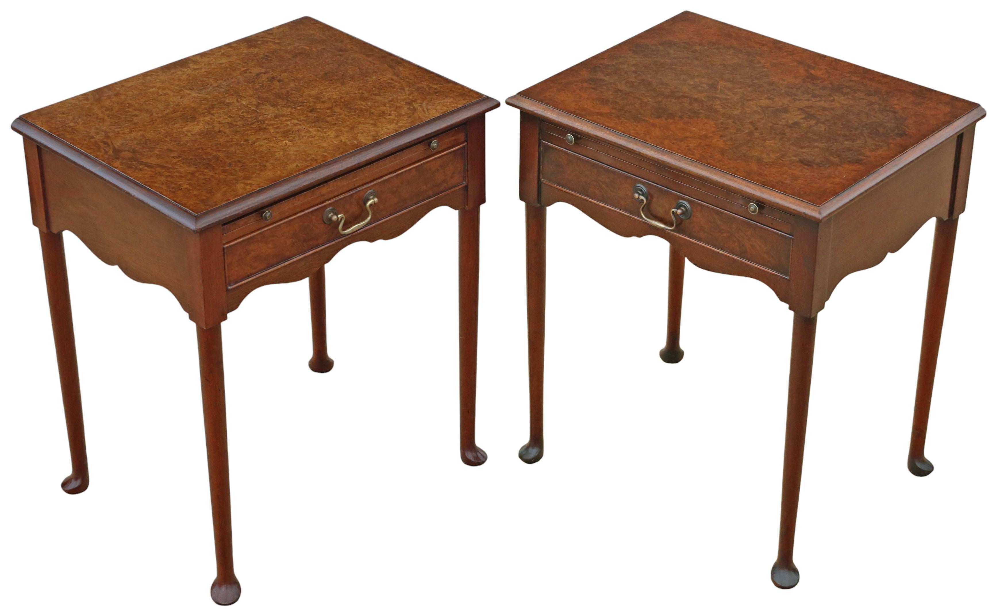 Legno Coppia di comodini in radica di noce di metà secolo di qualità pregiata in vendita