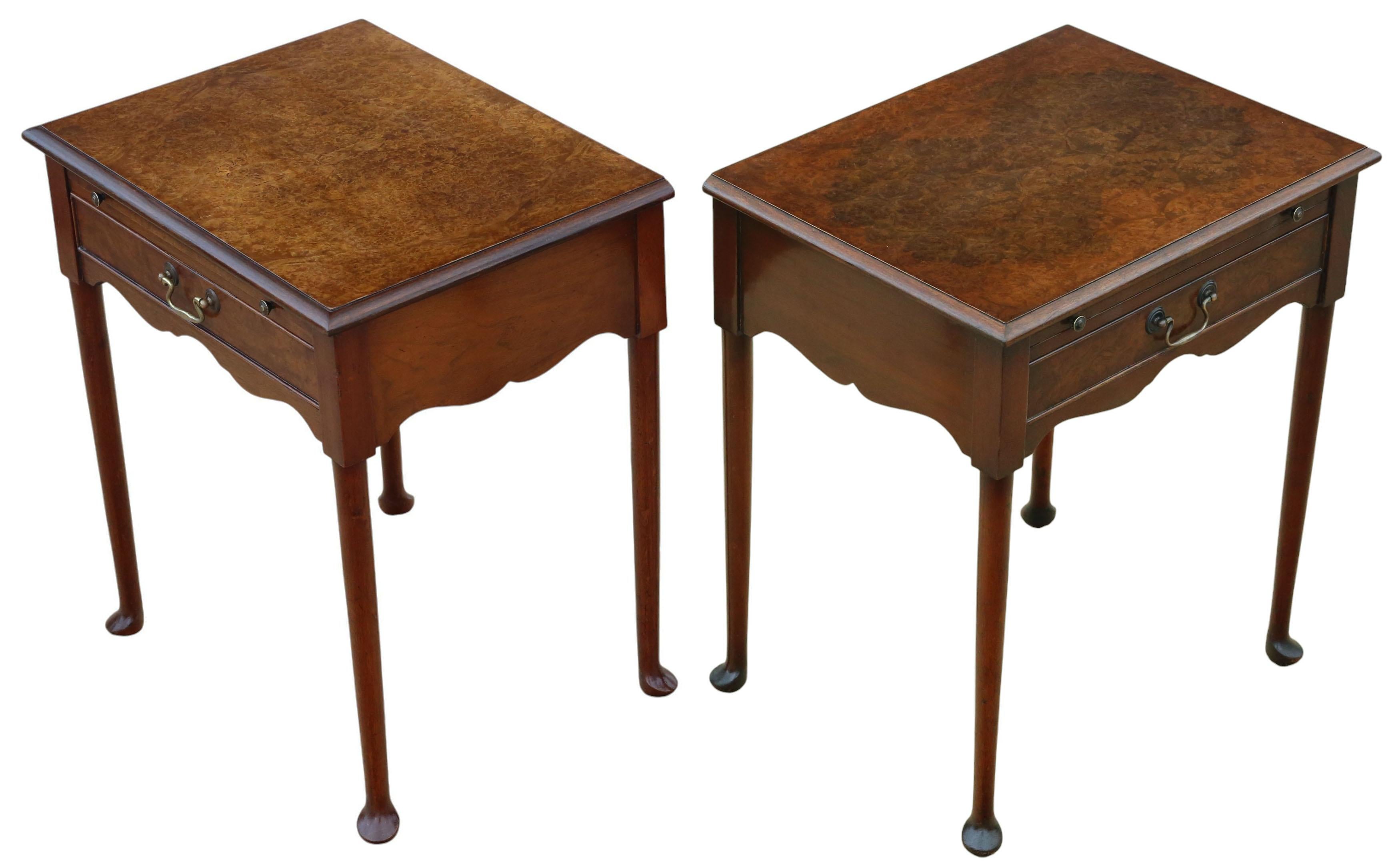 Coppia di comodini in radica di noce di metà secolo di qualità pregiata in vendita 1