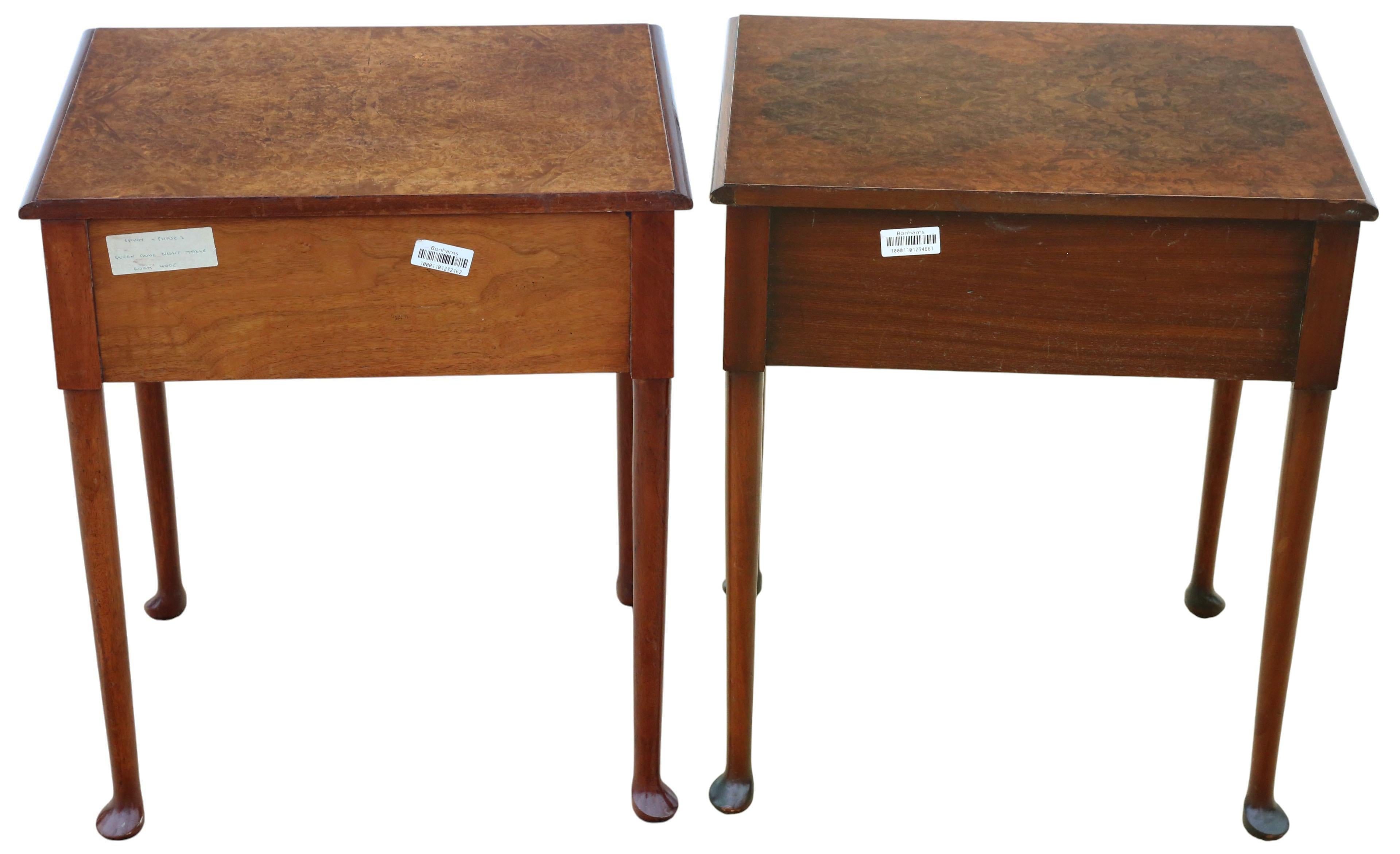 Coppia di comodini in radica di noce di metà secolo di qualità pregiata in vendita 3