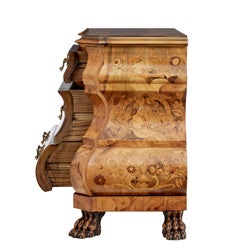 Fine Quality Walnut Inlaid Bombe Commode of Small Proportions