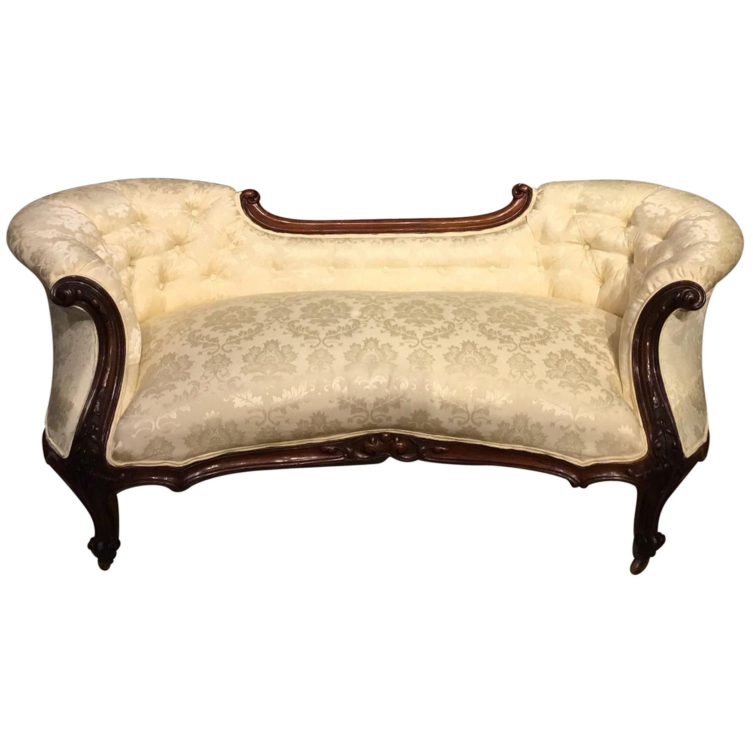 Fine Quality Walnut Victorian Period Boudoir Sofa