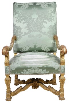 Fine quality William and Mary style giltwood arm chairs, C19th Century