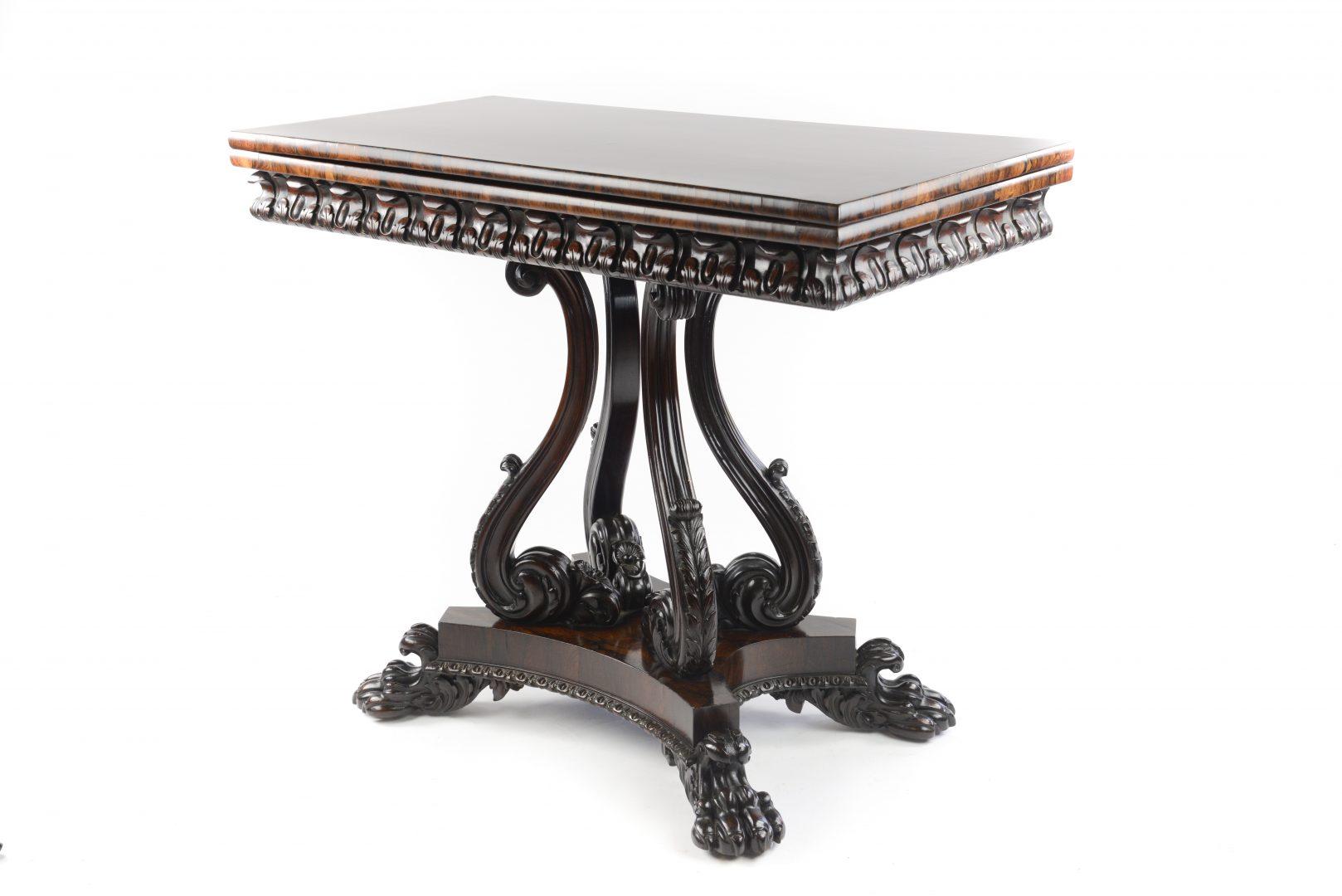 British Fine Quality William IV Rosewood Card Table, Attributed to Gillows