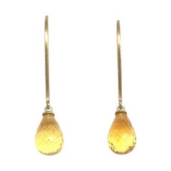 Quartz Citrine Drop Earrings 14k Gold 13.84 mm Women Certified