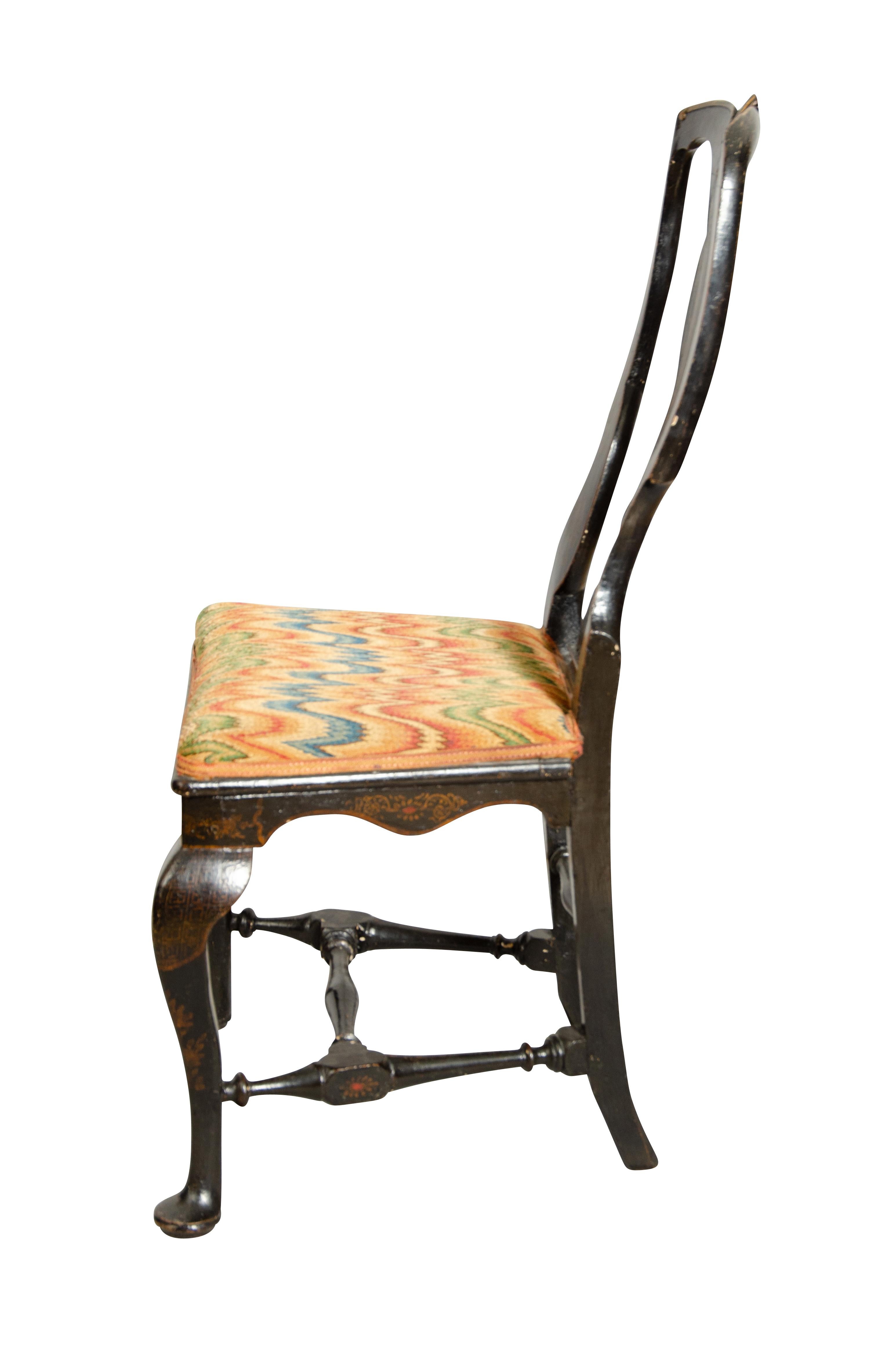 Fine Queen Anne Japanned Side Chair For Sale 1