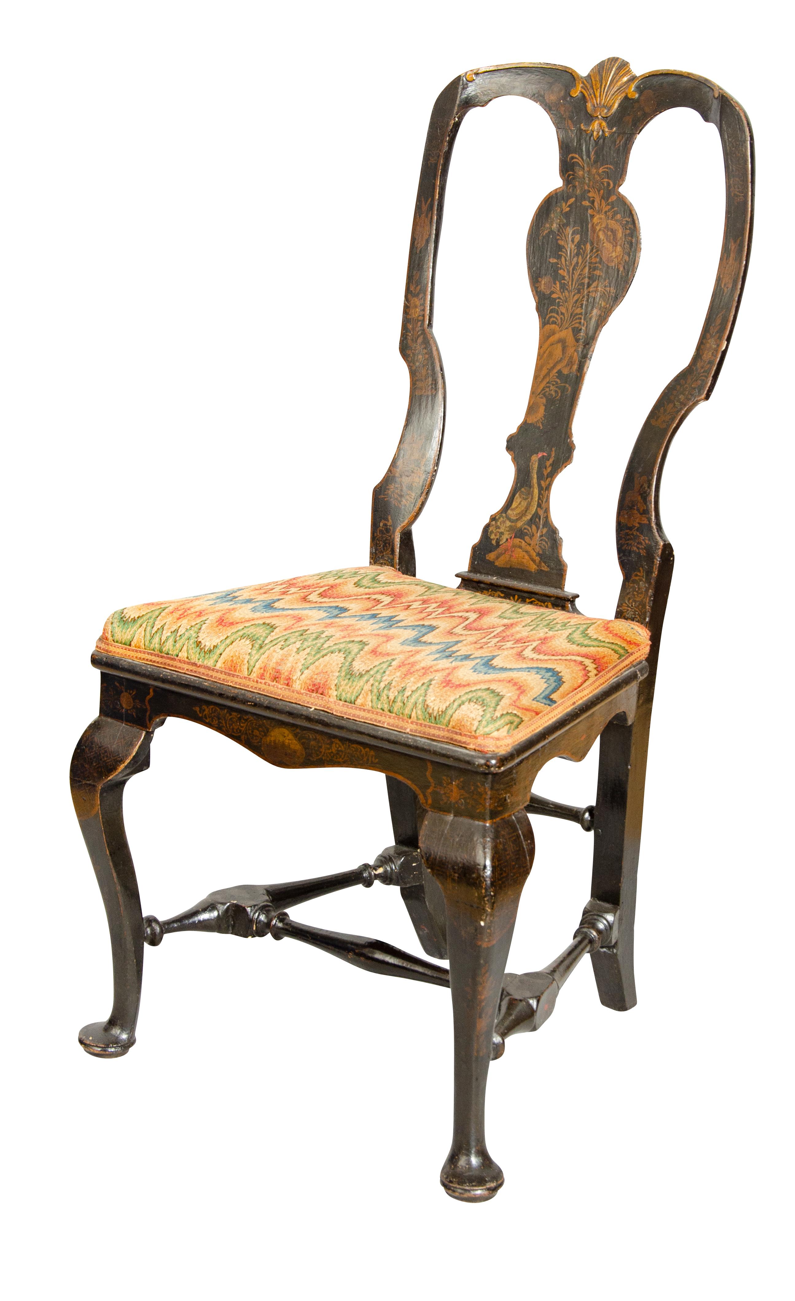 Fine Queen Anne Japanned Side Chair For Sale 2