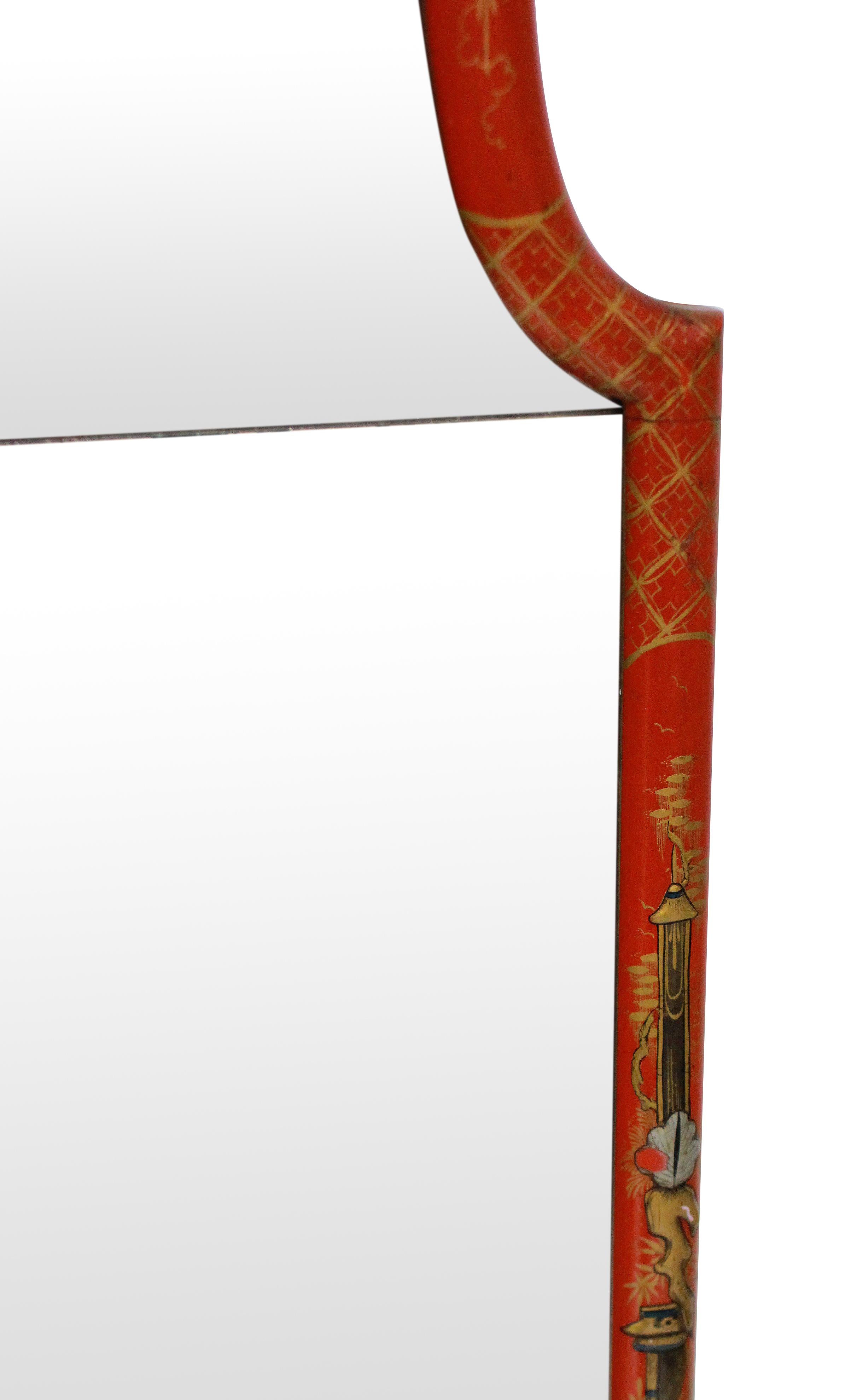 Anglo-Japanese Fine Queen Anne Style Japanned Mirror