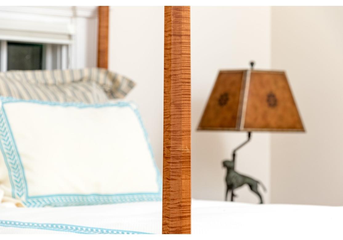 From the iconic Connecticut based craftsmen of Ian Ingersoll. Their signature hand crafted Octagonal Pencil Post Bed made from Tiger Maple with an incredible, refined and extraordinary presentation. Having meticulously crafted octagonal, tapered