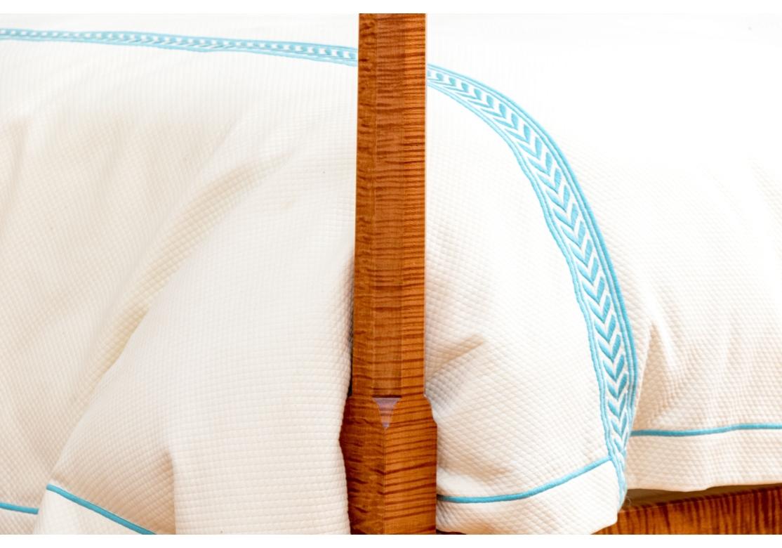 Shaker Fine Queen Octagonal Pencil Post Bed In Tiger Maple By Ian Ingersoll For Sale