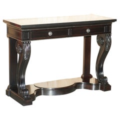FiNE RALPH LAUREN CLIVEDON HARDWOOD MACASSAR & MARBLE CONSOLE TABLE