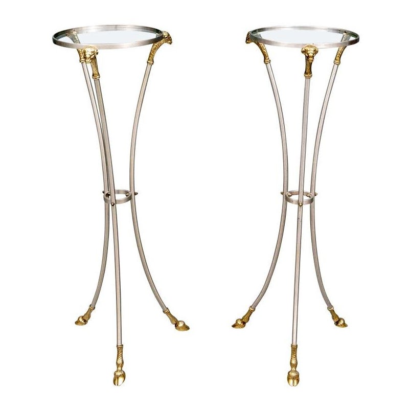 Fine Rams Head Gueridon Fern Stand Pair In Maison Jansen Style For Sale