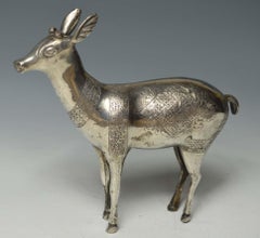 Rare Antique Persian Qajar Silver Deer Figure Islamic Art التحف الفنية الإسلامي