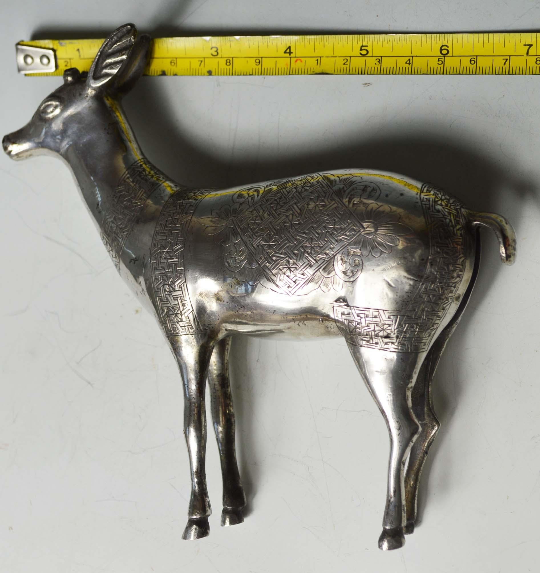  Rare Antique Persian Qajar Silver Deer Figure Islamic Art التحف الفنية الإسلامي 3