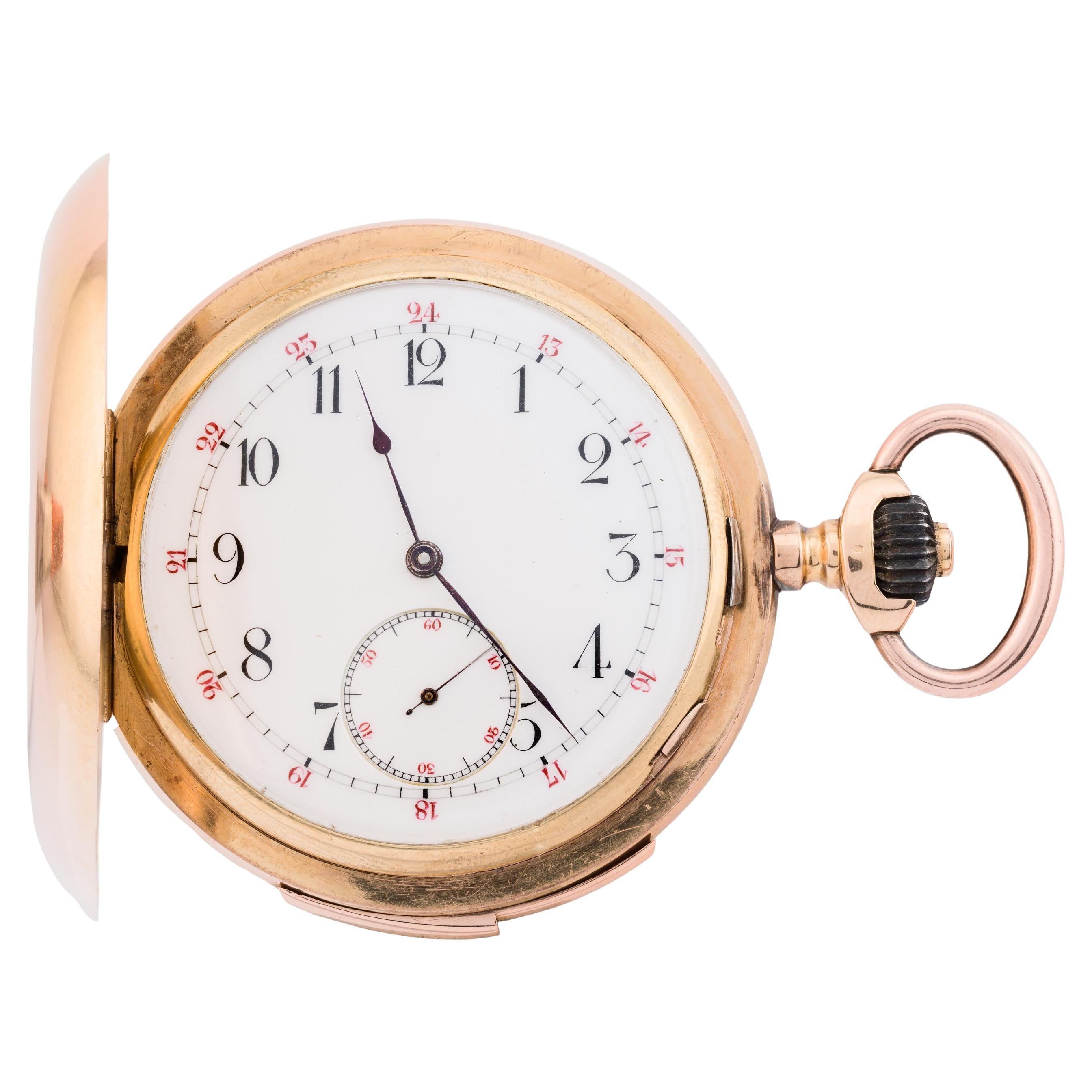 Montre de poche rare Carillon Three Chime Minute Repeater en or 18 carats
