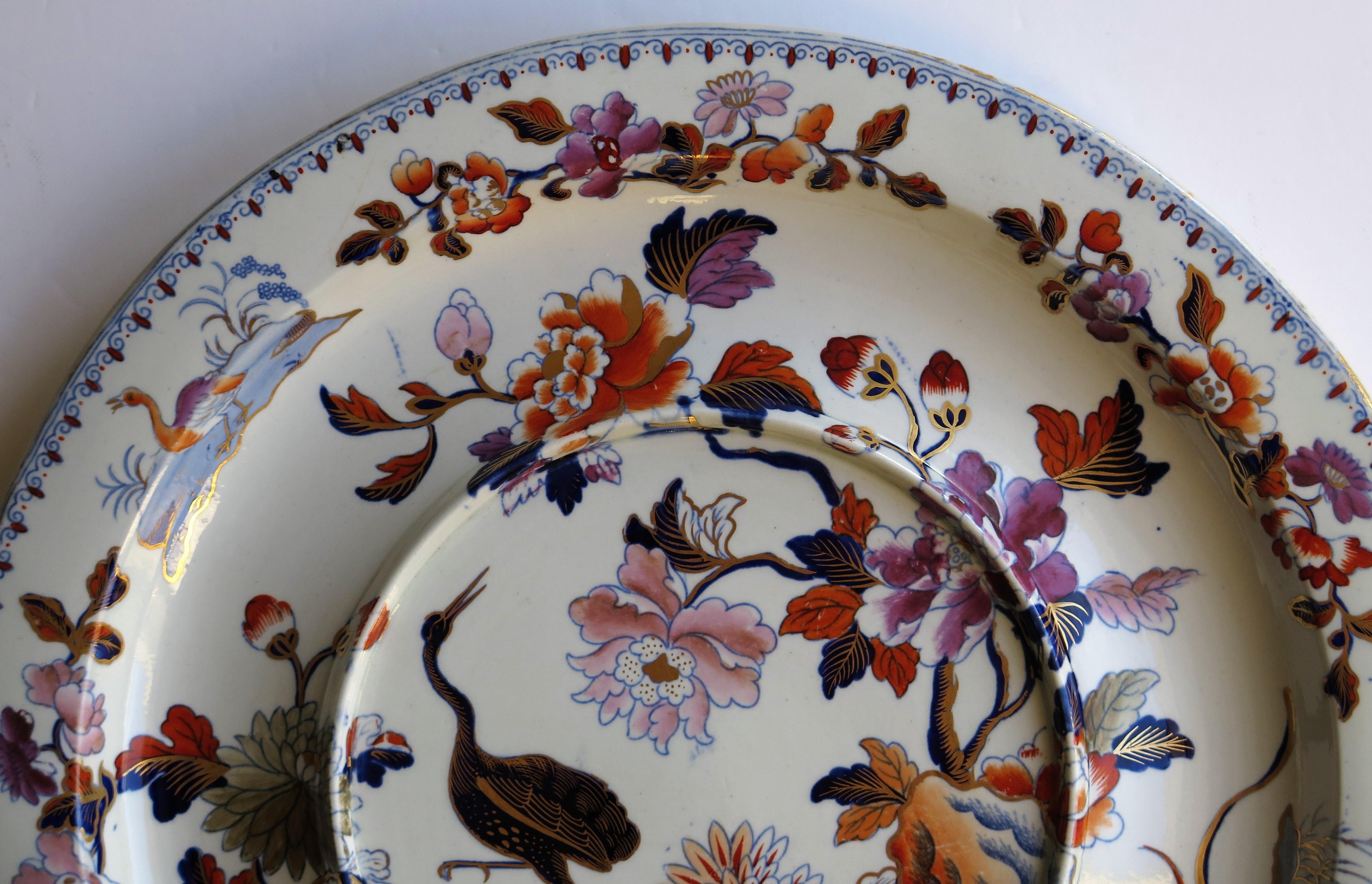 Georgian Davenport Ironstone Very Large Plate in Stork Pattern No 24, Circa 1815 For Sale 1