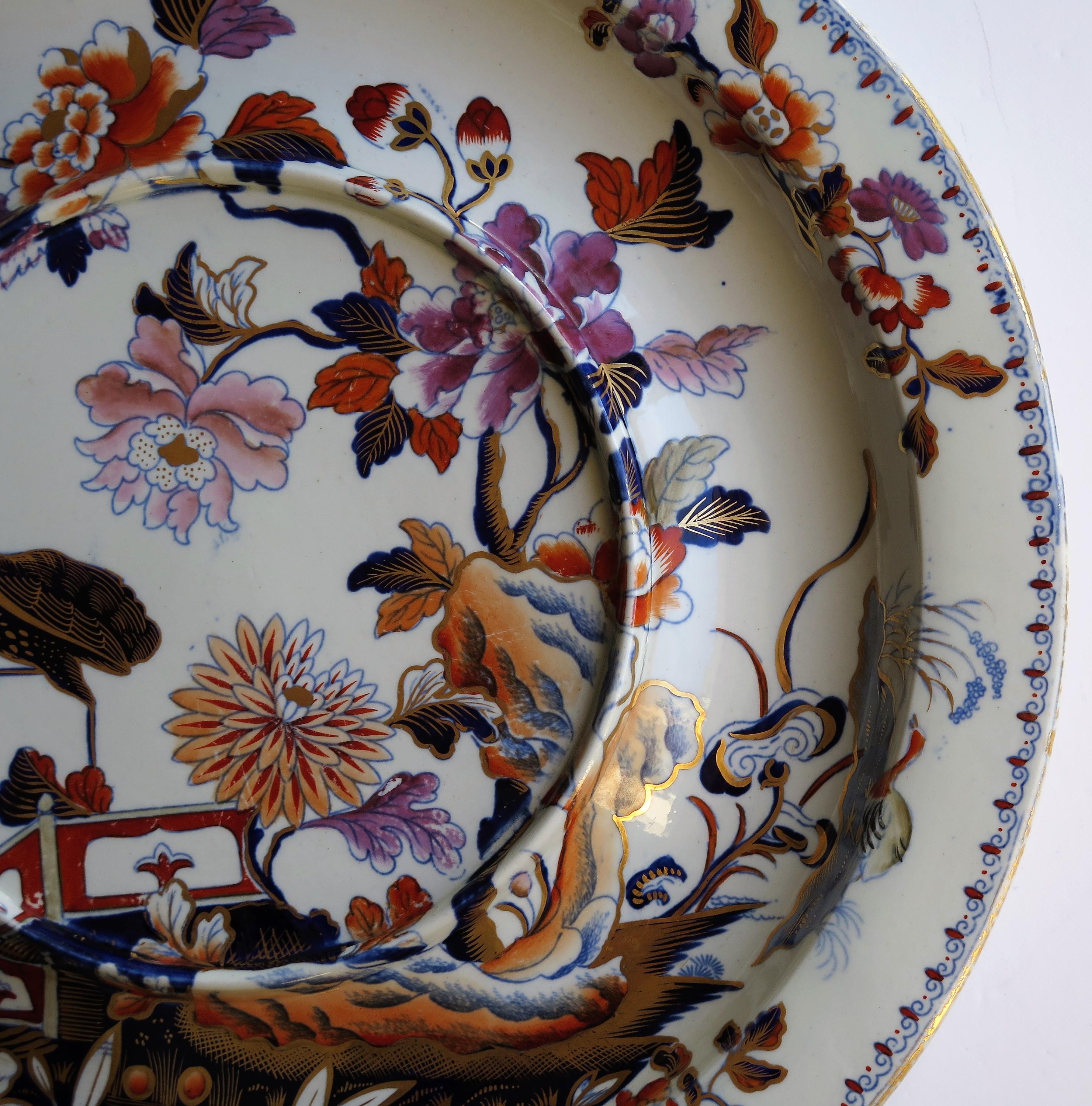 Georgian Davenport Ironstone Very Large Plate in Stork Pattern No 24, Circa 1815 For Sale 2