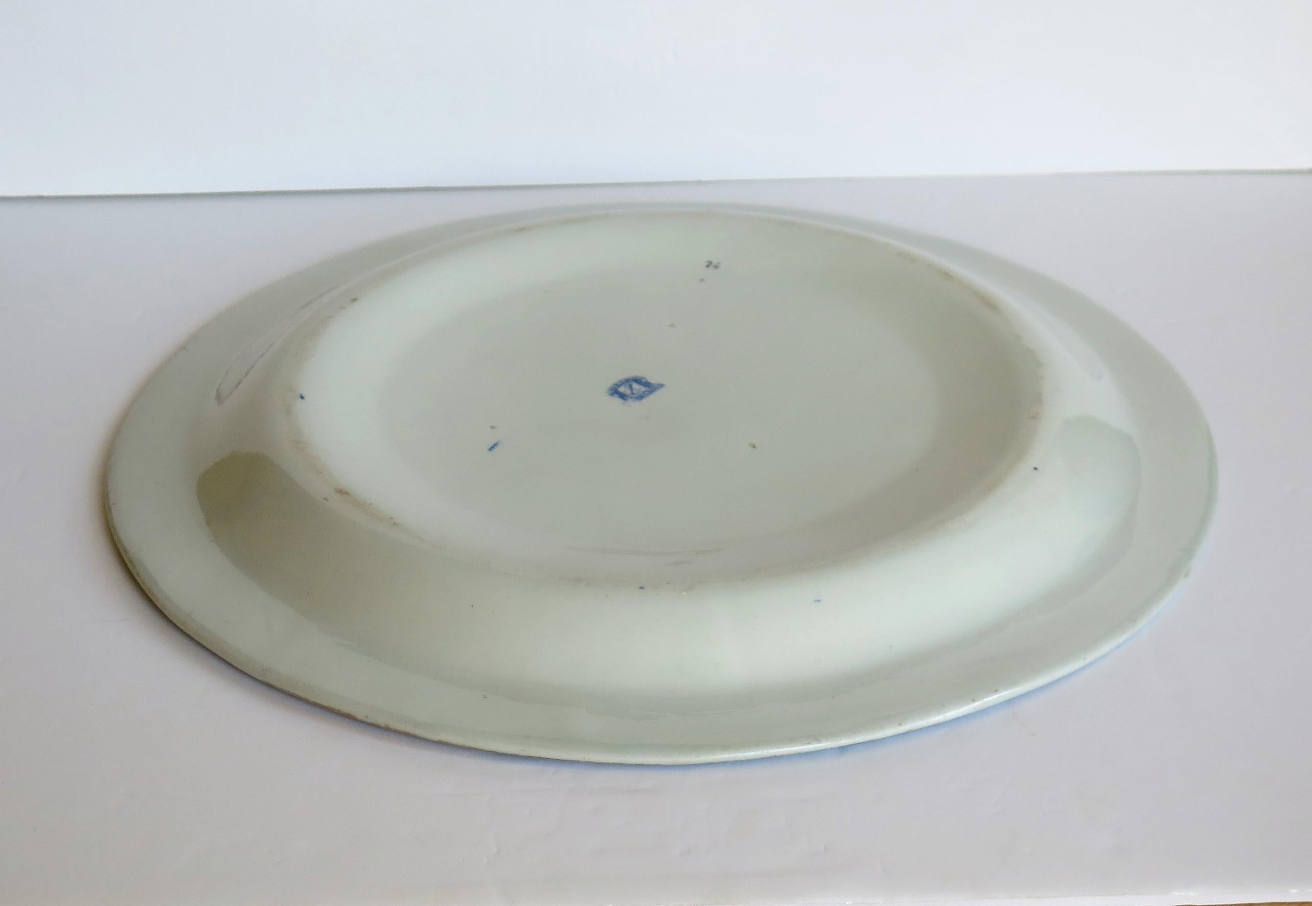 Georgian Davenport Ironstone Very Large Plate in Stork Pattern No 24, Circa 1815 For Sale 6