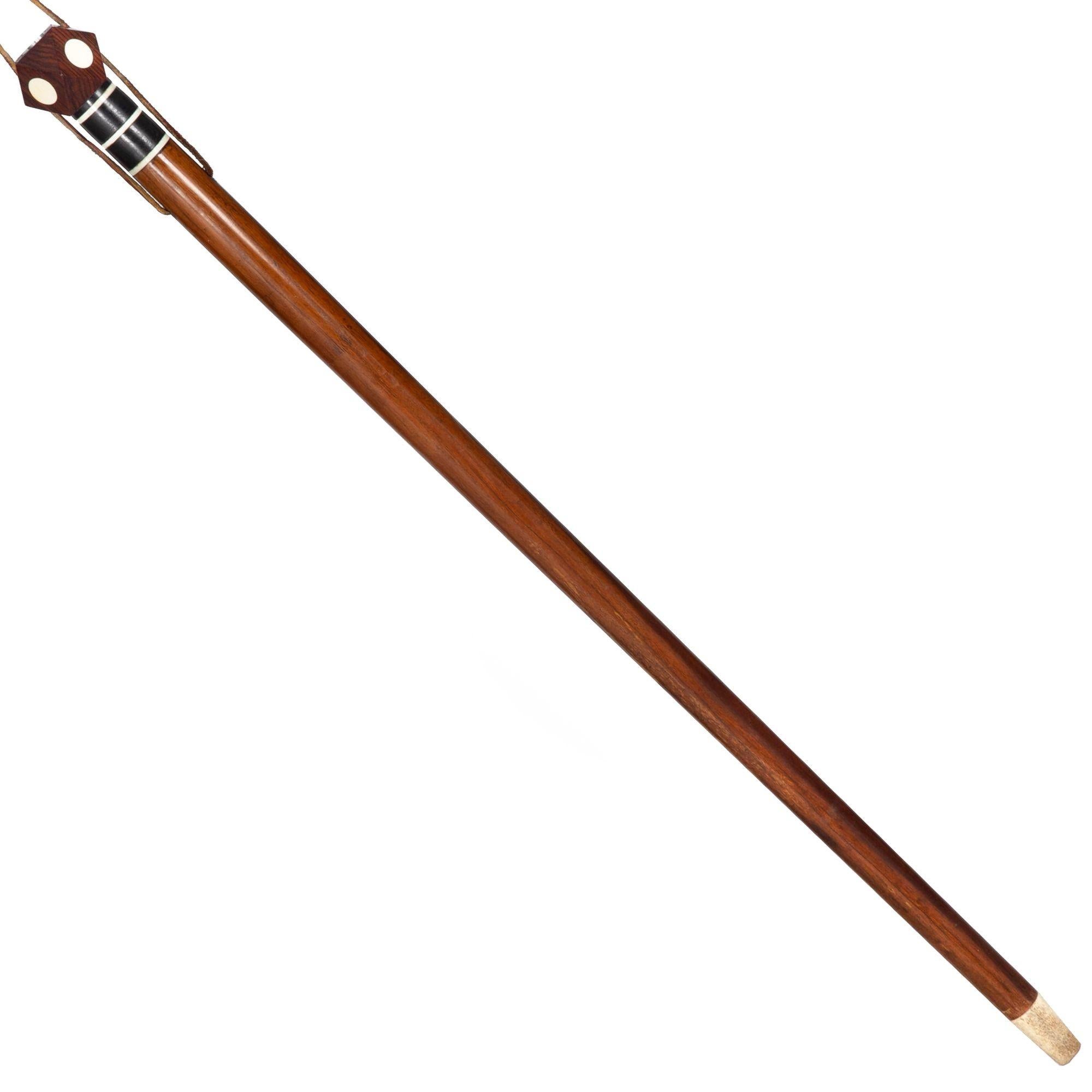 Fine Rare Inlaid Rosewood Dodecahedron Cane Walking Stick In Good Condition For Sale In Shippensburg, PA