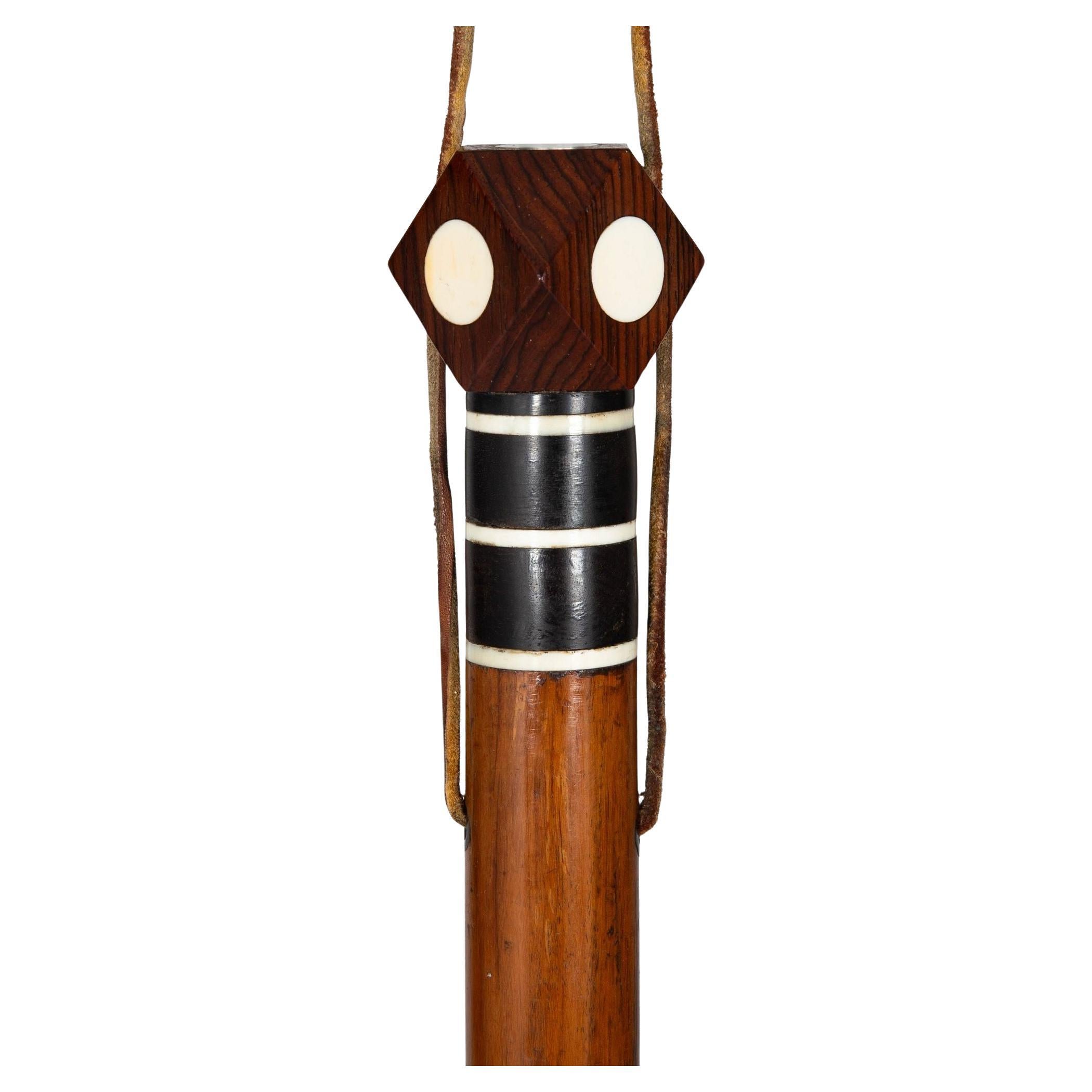 Fine Rare Inlaid Rosewood Dodecahedron Cane Walking Stick