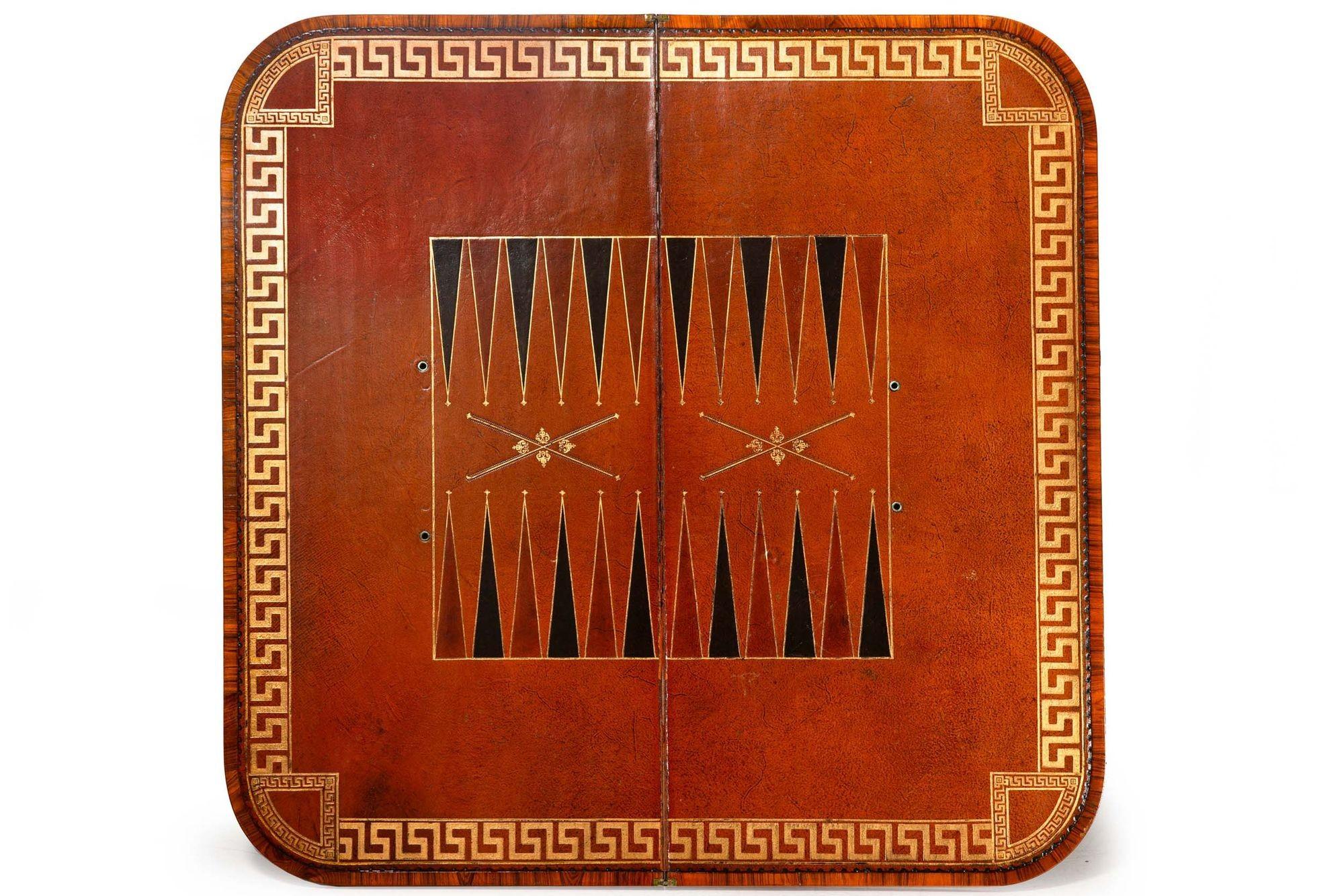 Paire de tables de jeu anglaises anciennes en bois de rose du 19ème siècle en vente 1