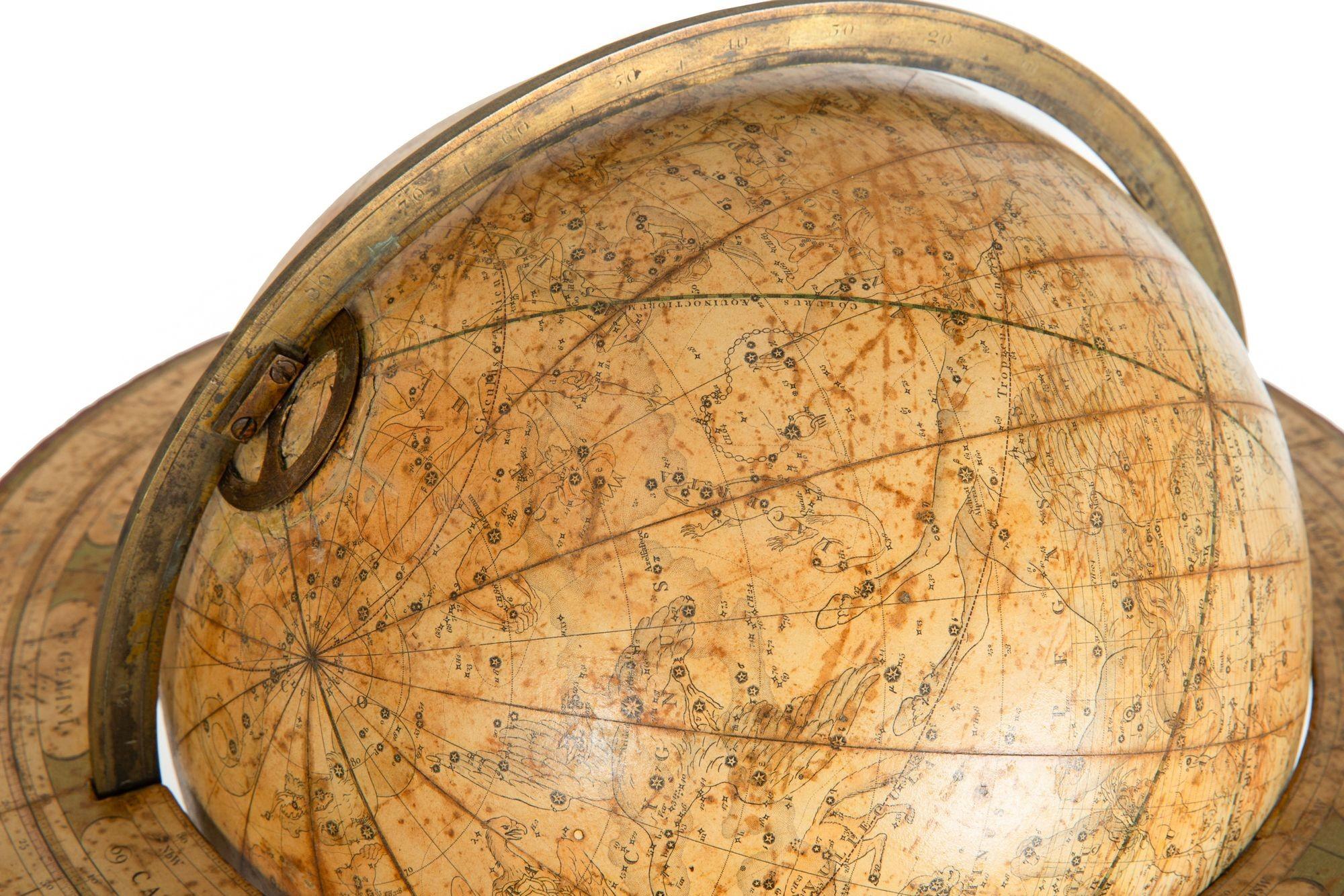 Brass Fine Rare Regency Table-Top Celestial 12” Globe by J & W Cary ca. 1816 For Sale