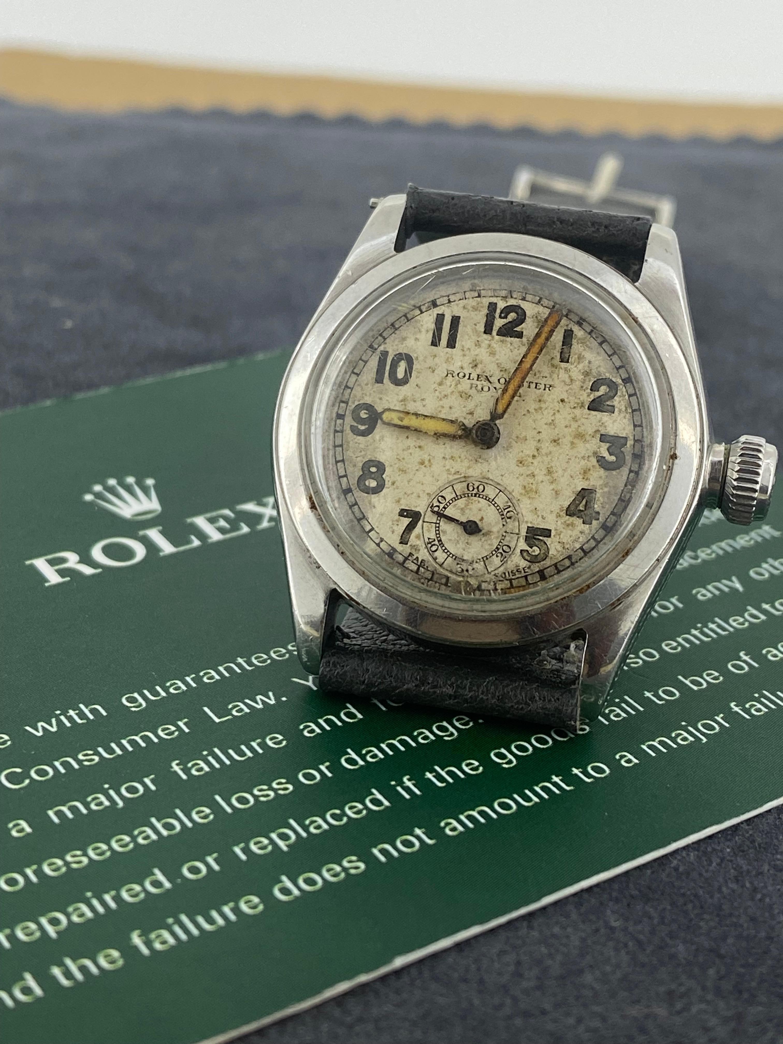 Fine & Rare Rolex Royal Art-Deco c1939 S/Steel Manual 15 Jewels 30mm Mens' Watch Pour hommes en vente