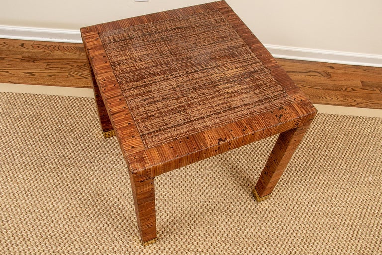 Fine Rattan Banded End Table with Caned Top by Bielecky Bros. at 1stDibs