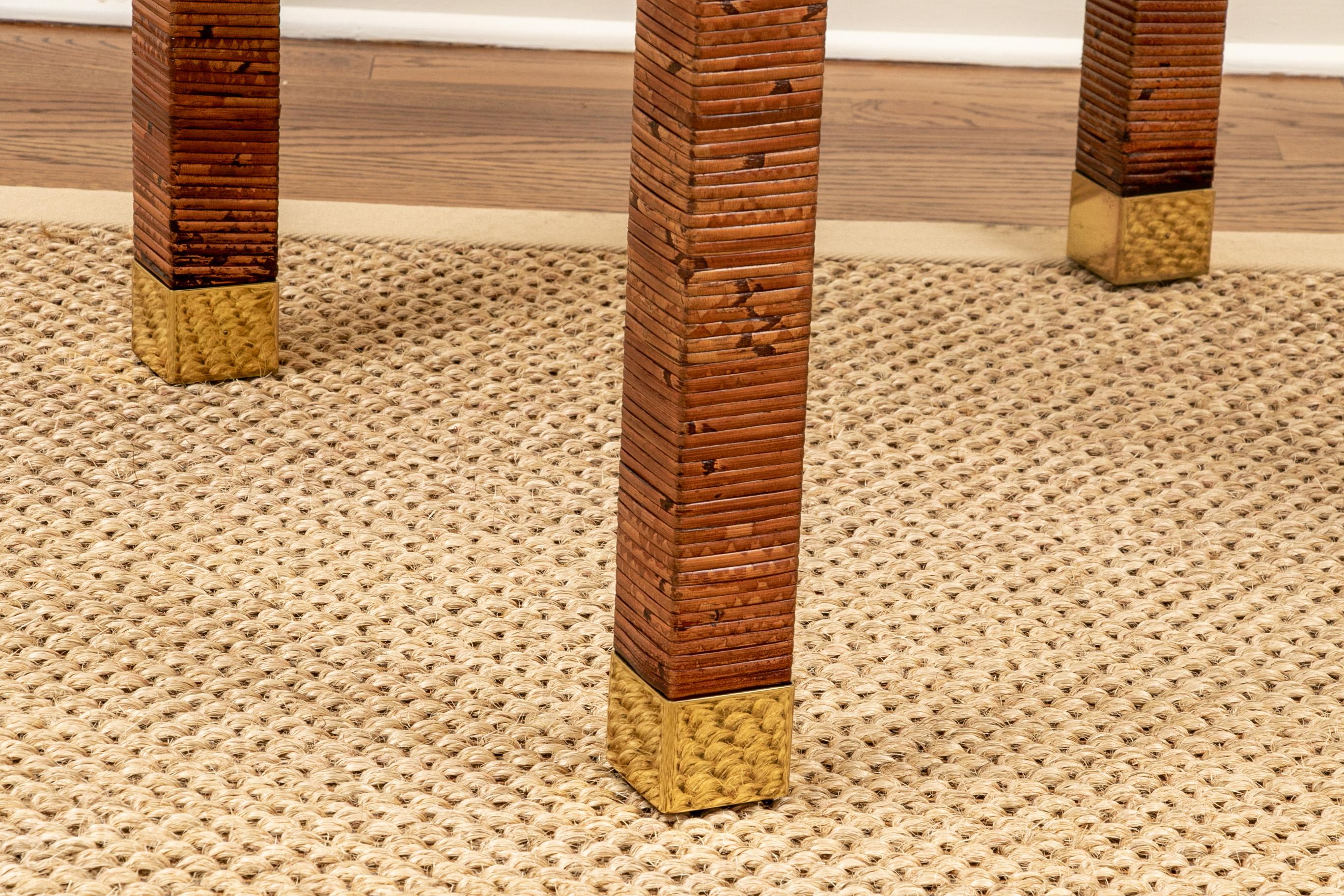 American Fine Rattan Banded End Table with Caned Top by Bielecky Bros.