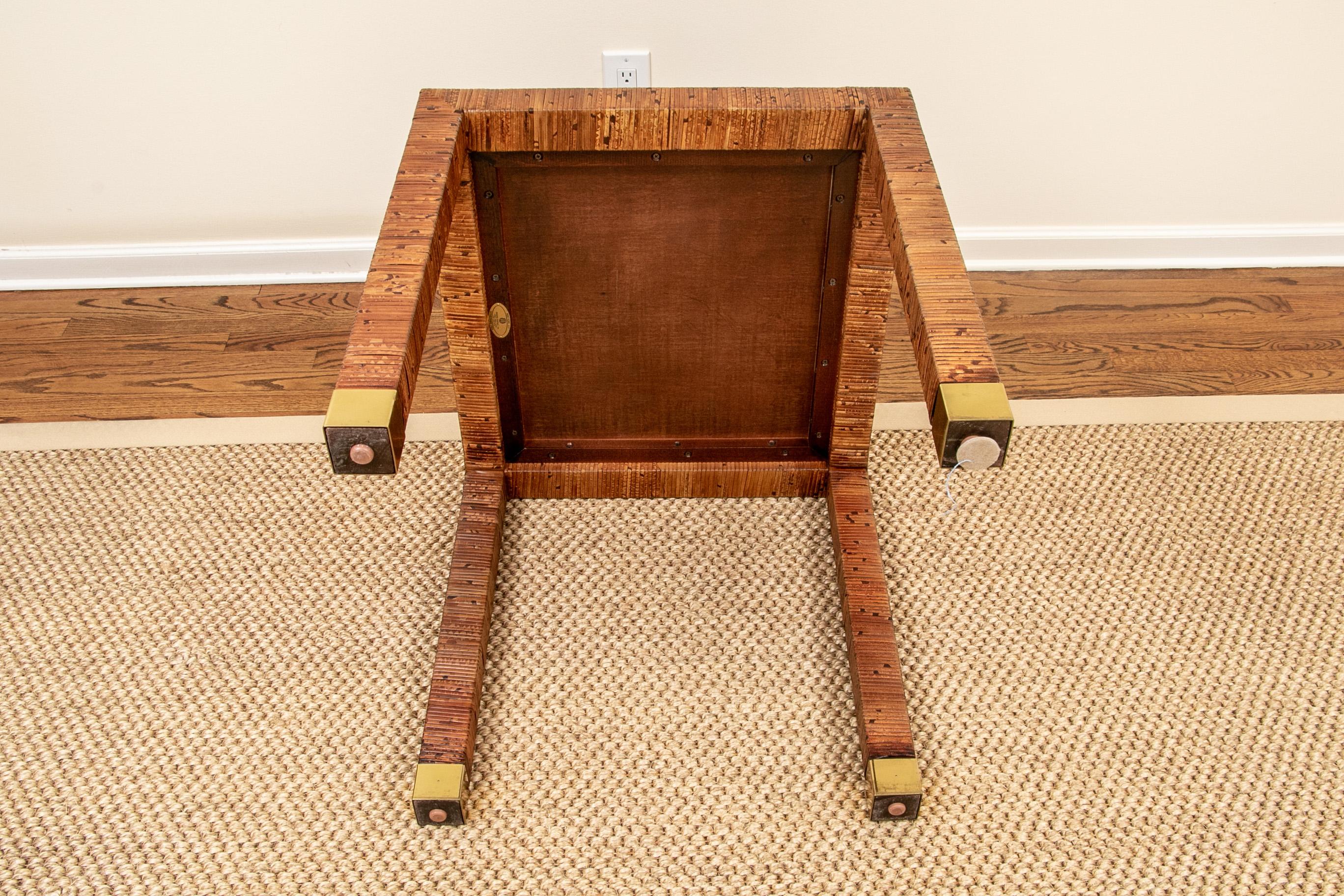 Fine Rattan Banded End Table with Caned Top by Bielecky Bros. 2