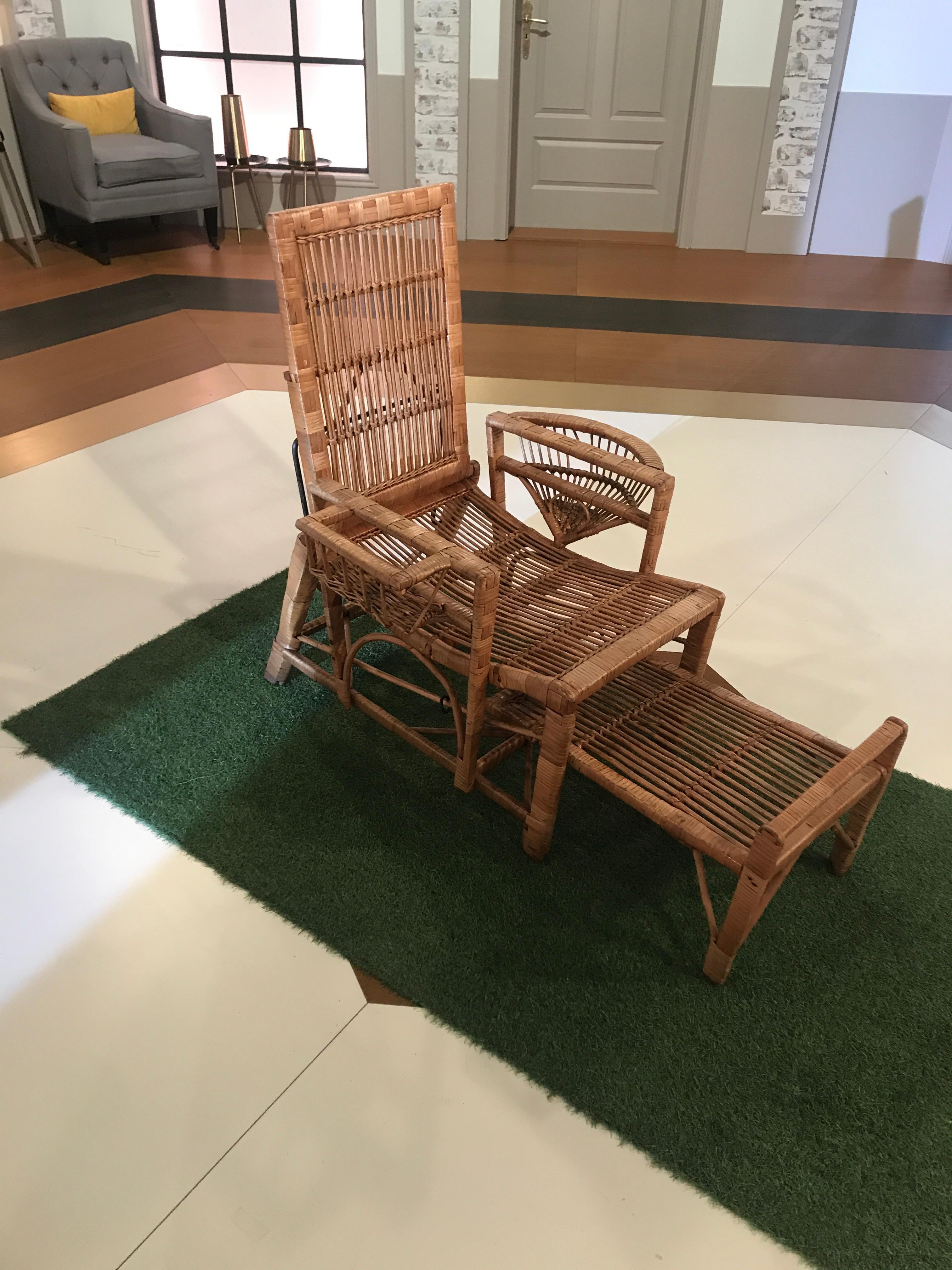 Fine Rattan Lounger circa 1900, Garden Chair,  wicker chair 6