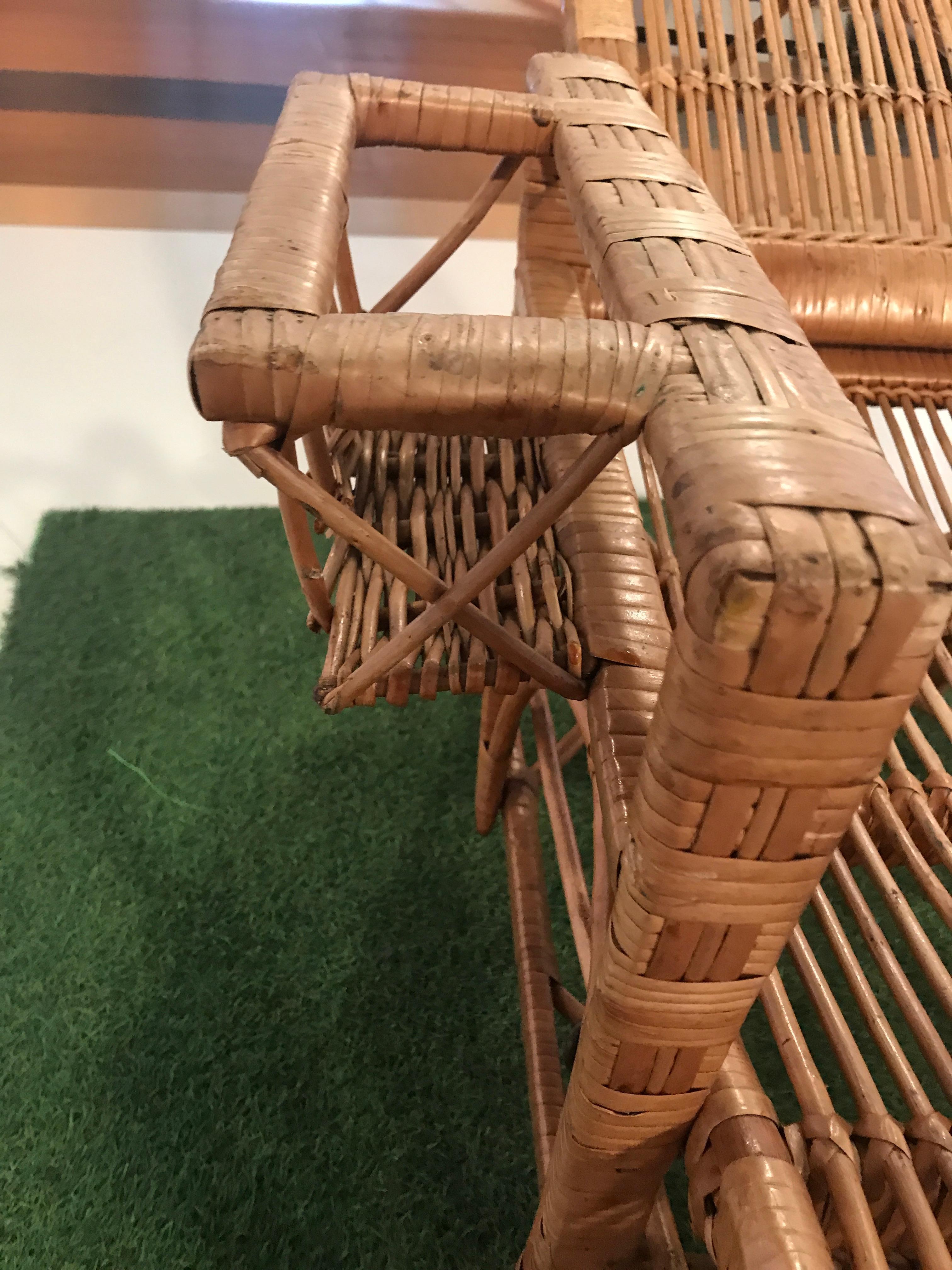 Art Nouveau Fine Rattan Lounger circa 1900, Garden Chair,  wicker chair