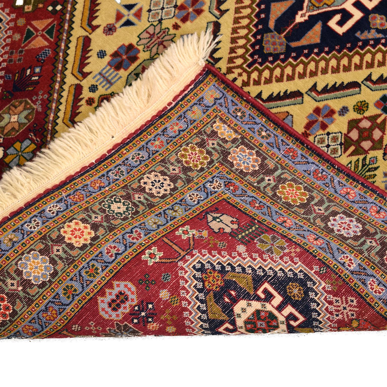 Vintage 1940s Persisch Kashkouli Stammes-Teppich, Rot und Gelb, Wolle, 3' x 5' im Angebot 1