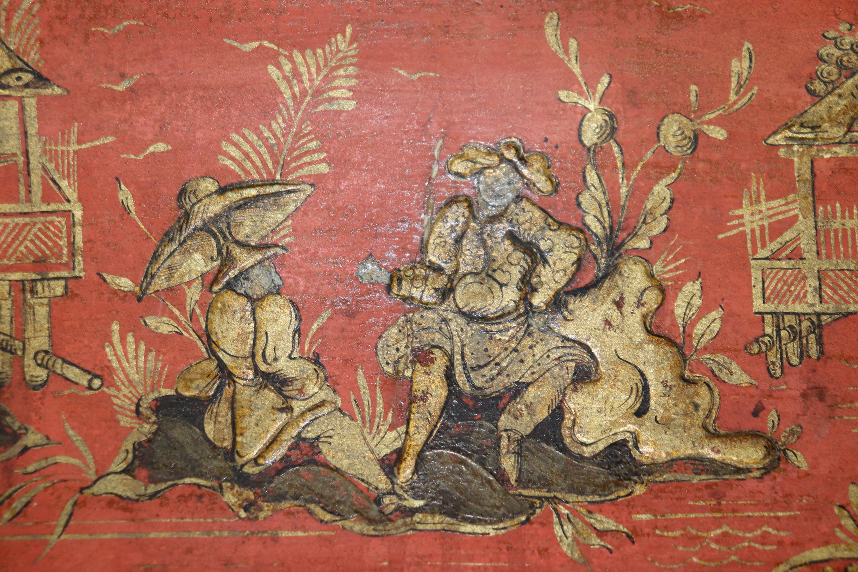 Scrivania rococò veneziana in foglia d'oro rossa di fine fattura in vendita 5