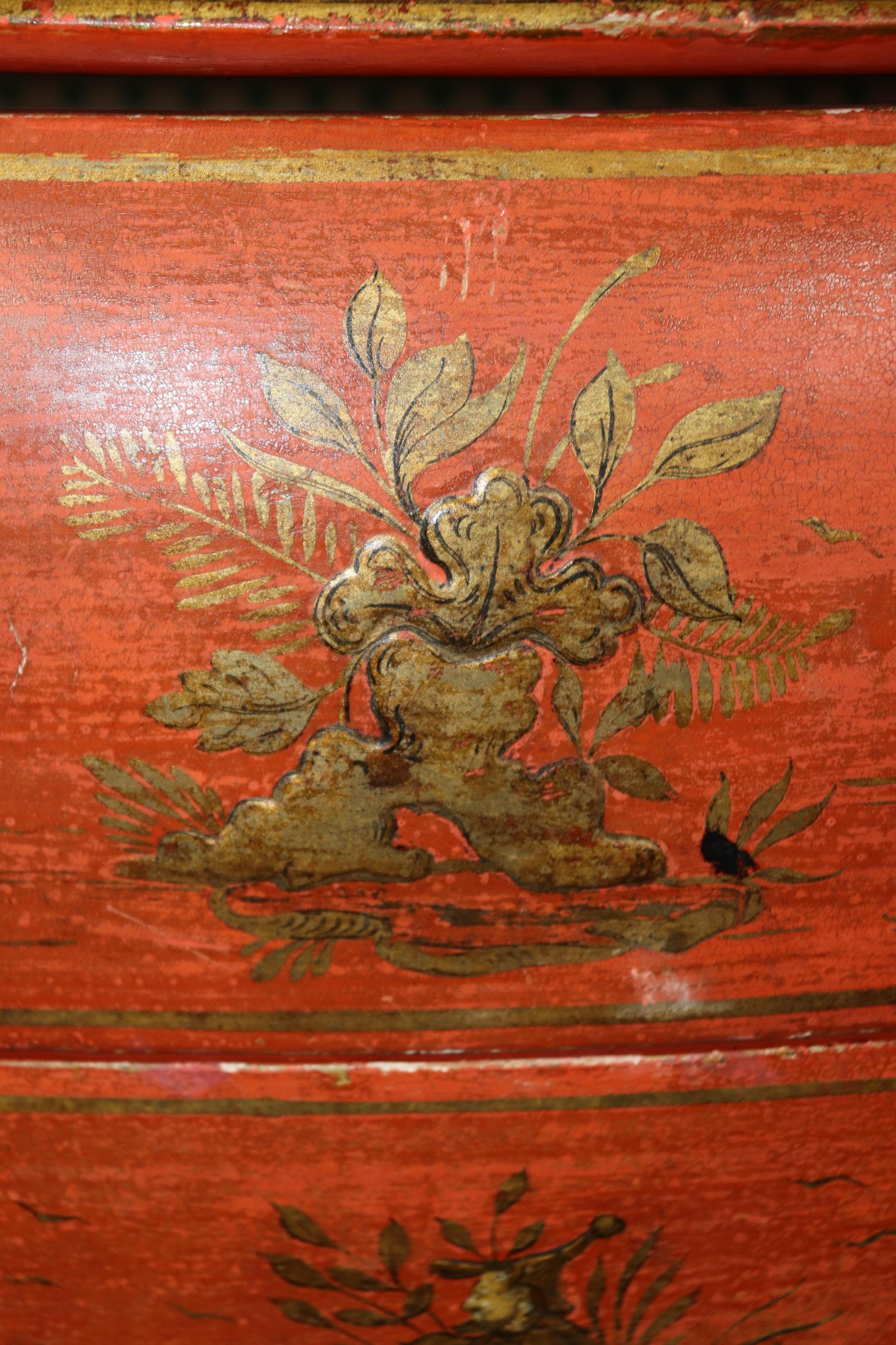 Scrivania rococò veneziana in foglia d'oro rossa di fine fattura in vendita 7